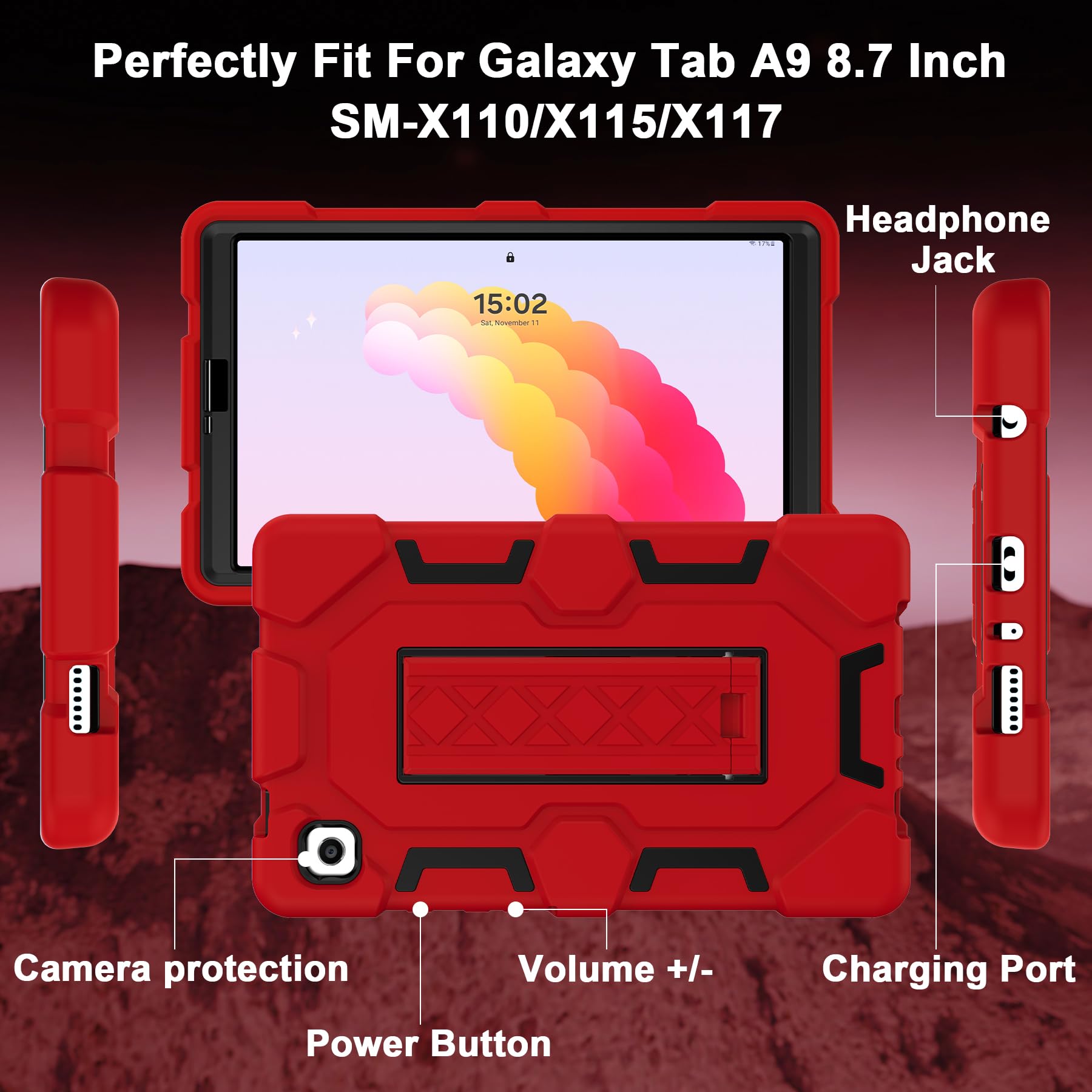 Ccmao Case For Samsung Galaxy Tab A9 Case 8.7 Inch 2023 Model, Heavy Duty Shockproof Hybrid Three Layer Protective Cover With Ki