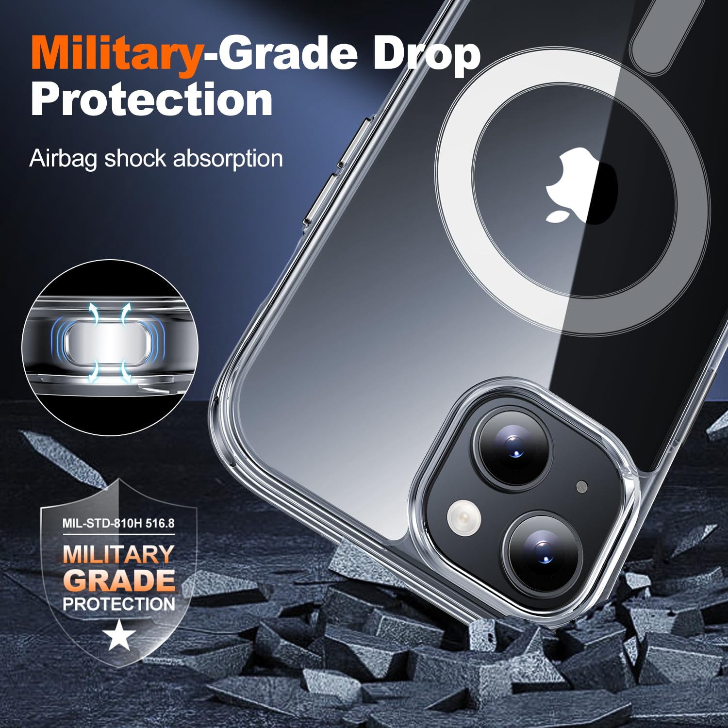 Jame For Iphone 15 Case Clear, Iphone 15 Magnetic Case With 2*Glass Screen Protectors, Compatible With Magsafe, Not Yellowing, S