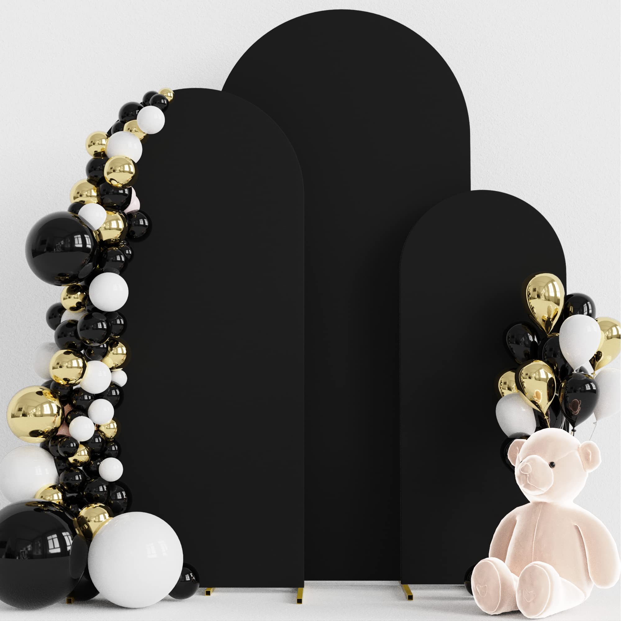 Wokceer Set of 3 Wedding Arch Cover Spandex Fitted Wedding Arch Stand Covers for Round Top Chiara Arch Backdrop Stands Cover for