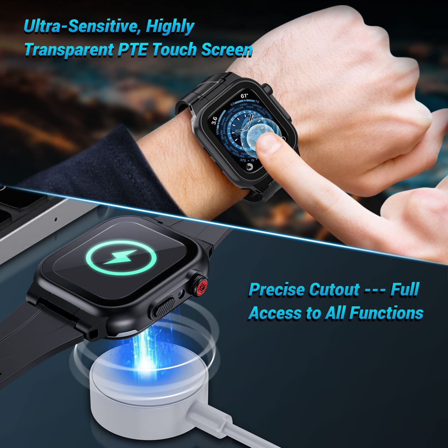 Effun Waterproof Case For Apple Watch 45Mm 44Mm 42Mm 41Mm 40Mm 38Mm With Band, Ip68 Waterproof Built In Screen Protector For App