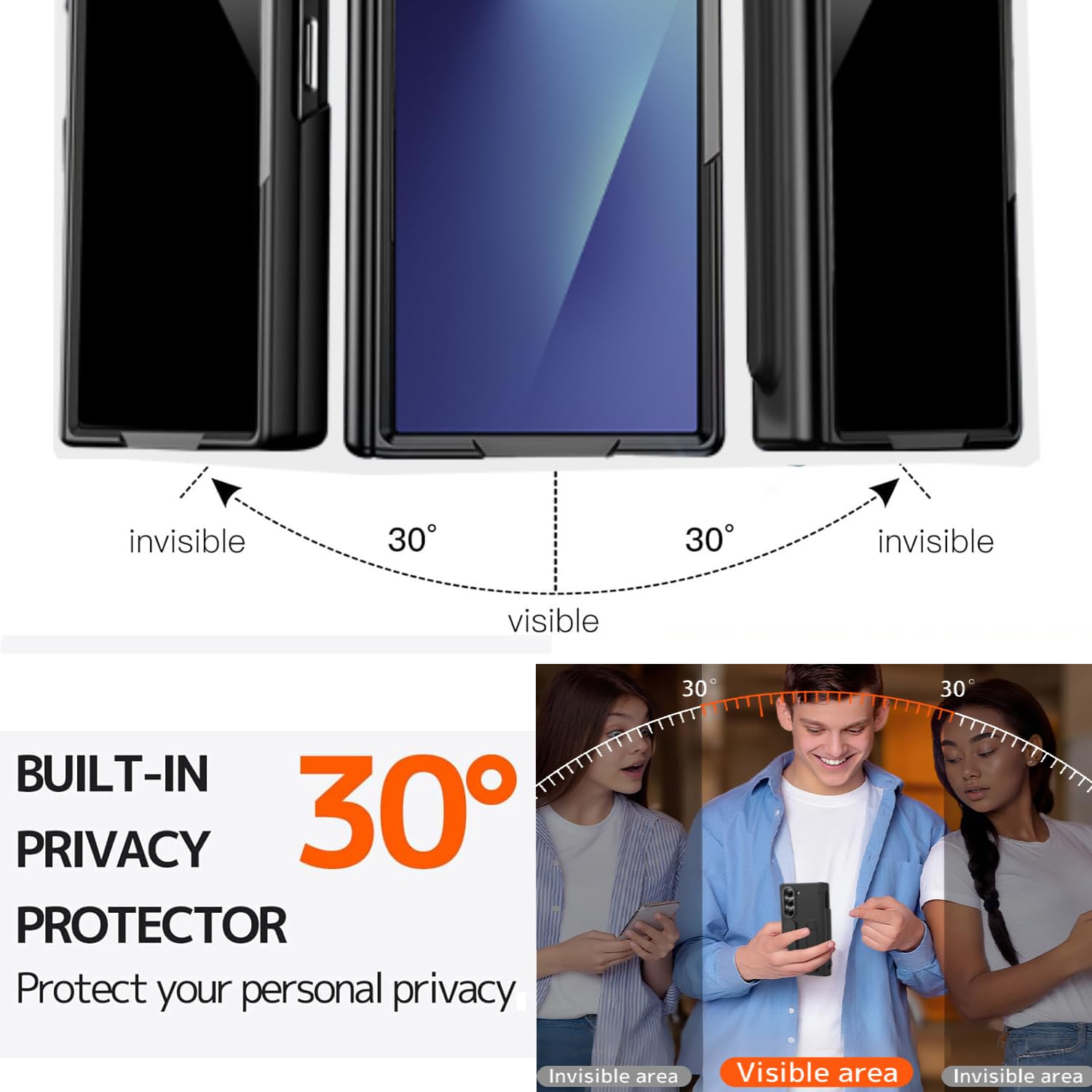 Ninki S Pen For Samsung Galaxy Z Fold 7 Case With Privacy Screen Protector & Strap,Anti Peep Shockproof Hinge Protector + Kickst