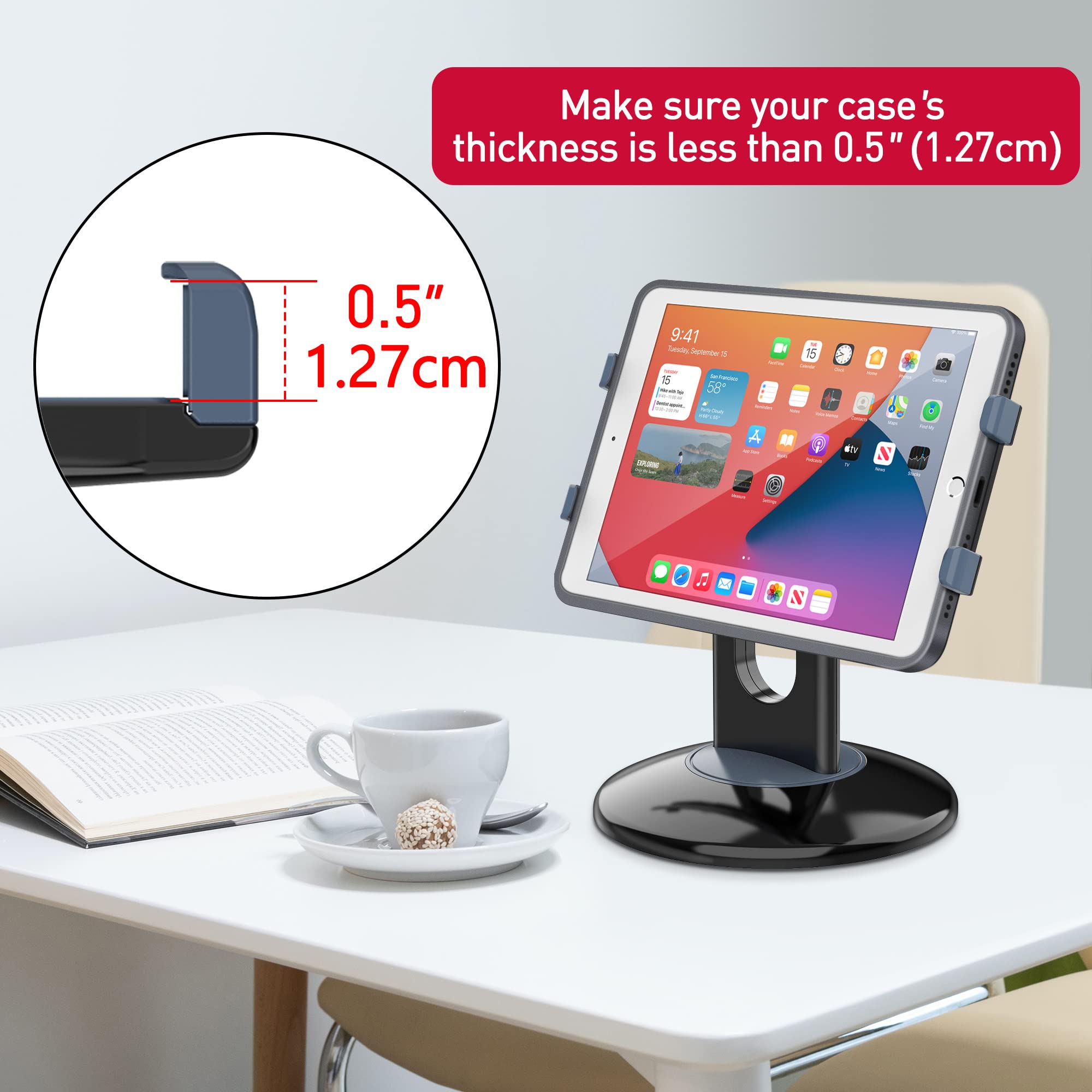 Abovetek Retail Kiosk Ipad Stand, 360 Rotating Commercial Pos Tablet Stand, Fits 6'' 13'' (Screens) Ipad Mini Pro Business Swive
