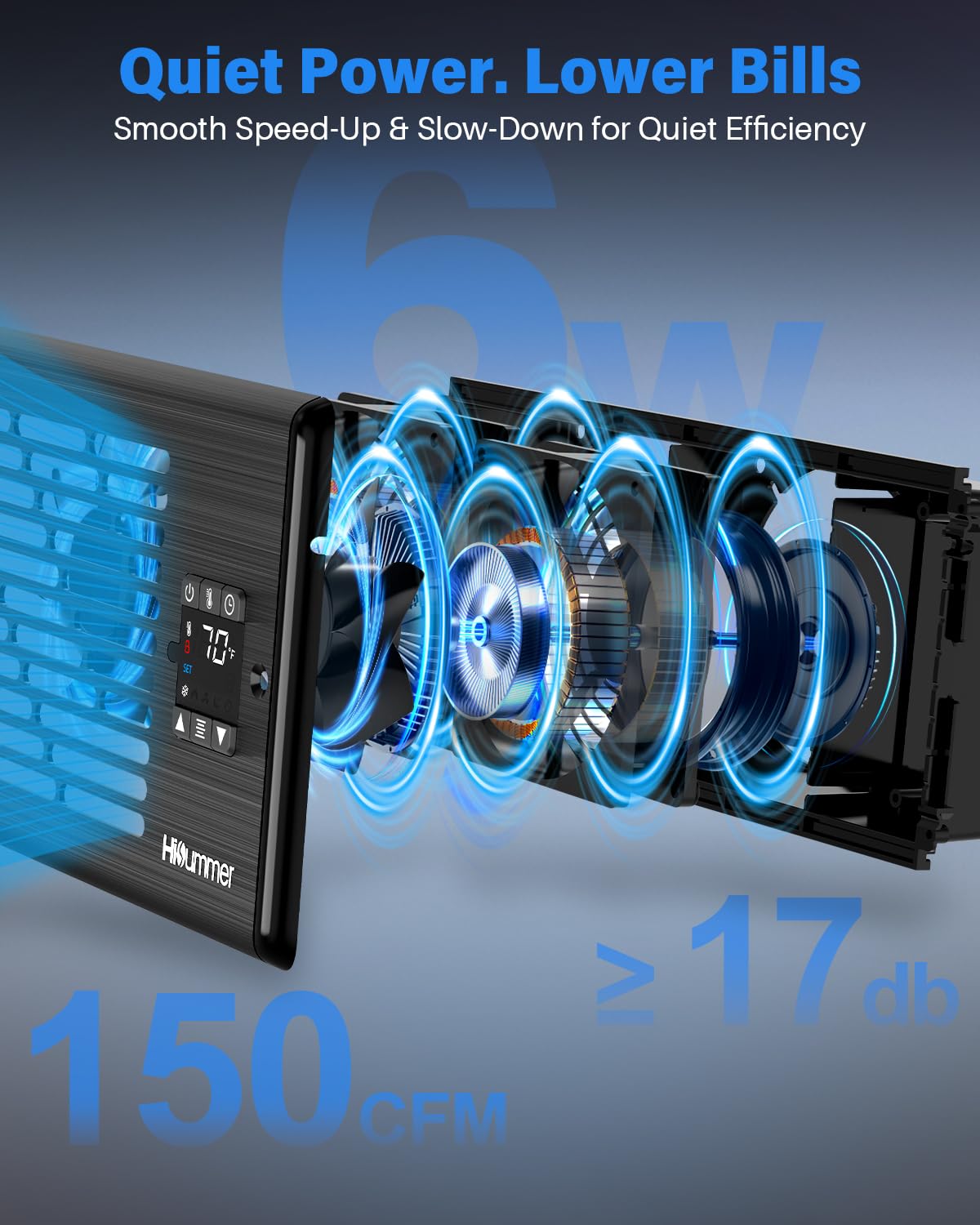Hisummer Window Register Booster Fan Fit 4 '' X 10 '' Air Vent Duct Openings, Quiet Ac Vent Fan Booster With 10 Speeds Remote Co