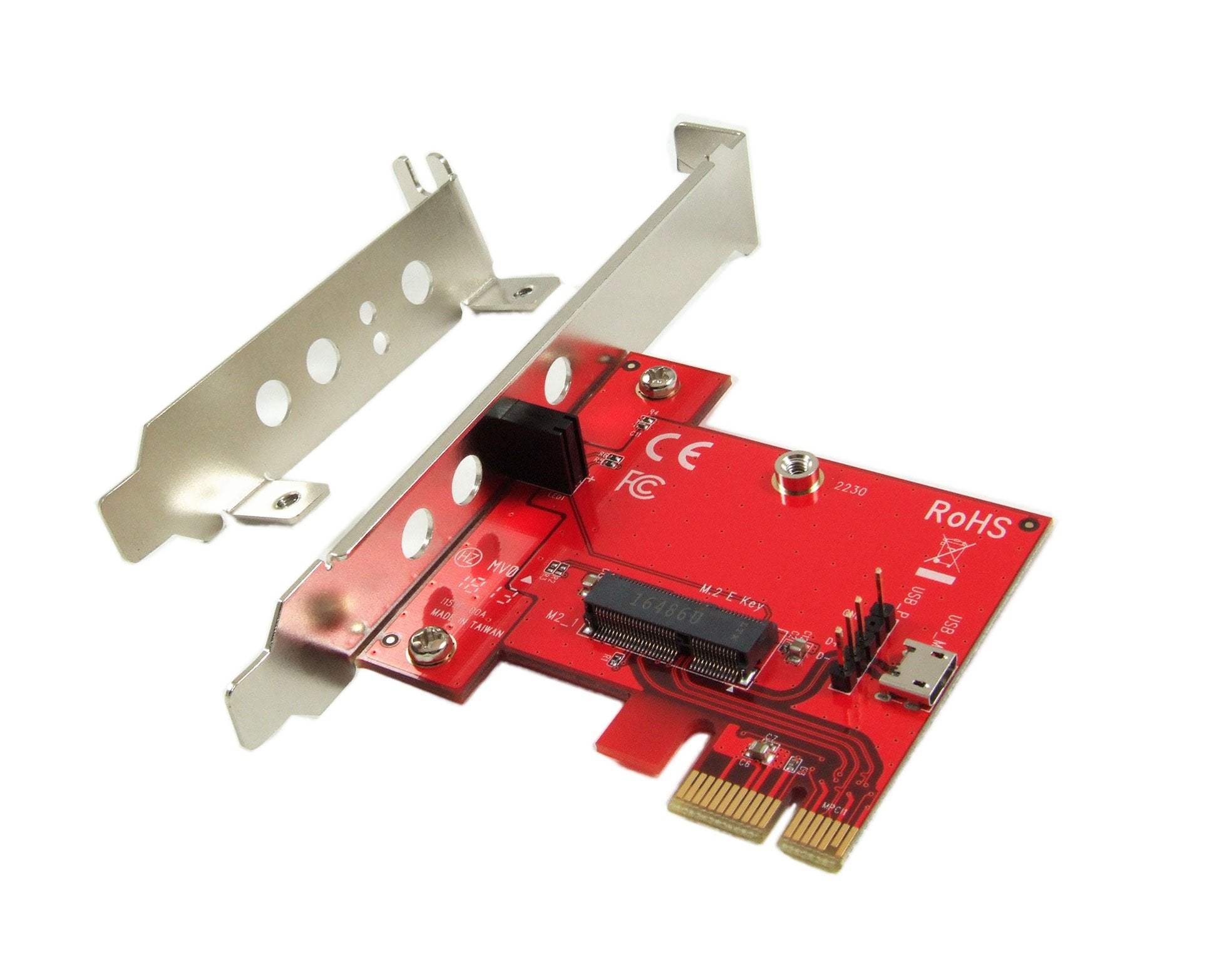 Ableconn PEXM2150E PCI Express x1 Adapter Card with M.2 Key E Socket - Support M2 E Key or A-E Key WiFi or Bluetooth Module