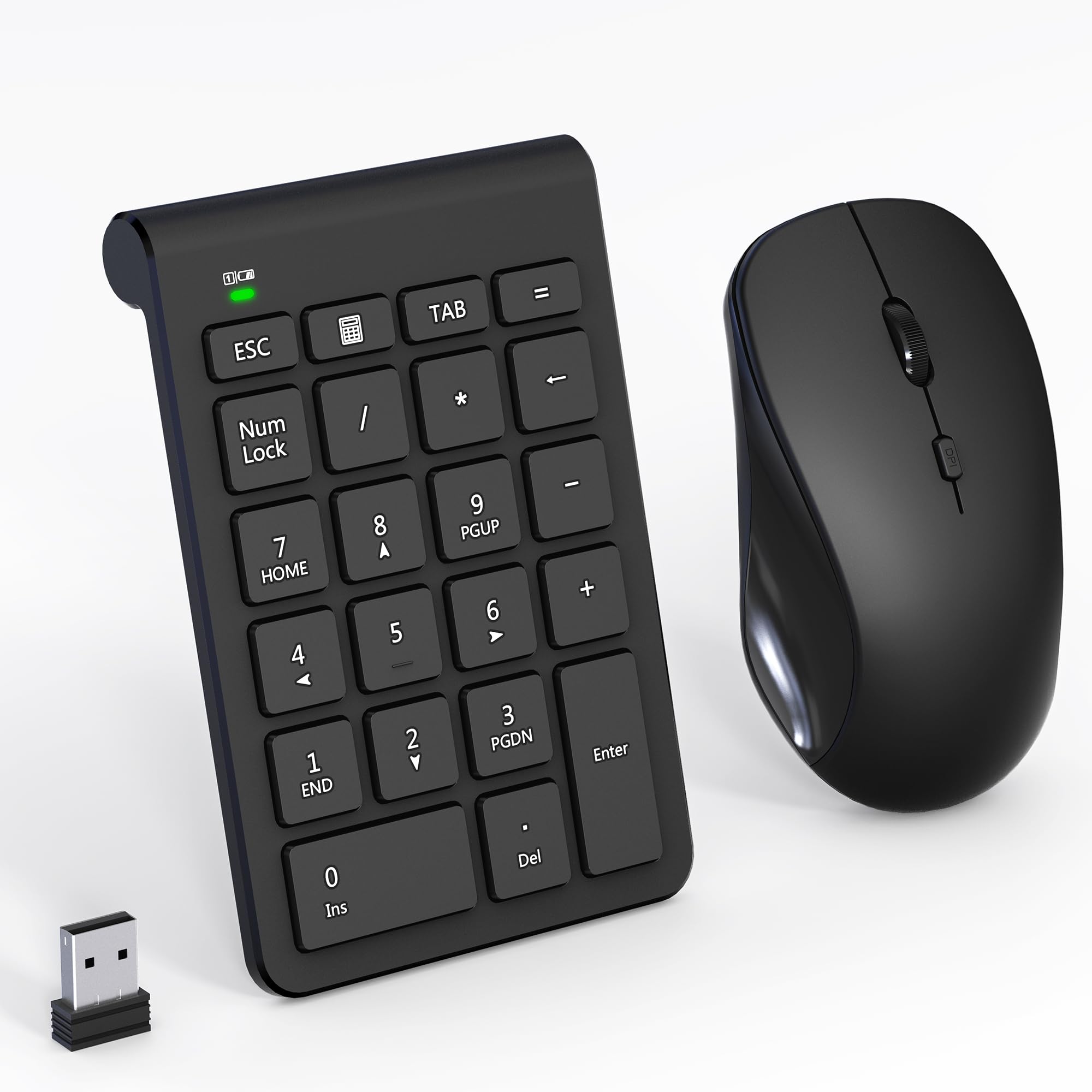 Wireless Mouse and Number Pad Combo  22 Key USB Keypad and 3 Adjustable DPI Silent Mouse, 2.4GHz Ultra Slim & Portable Numeric 