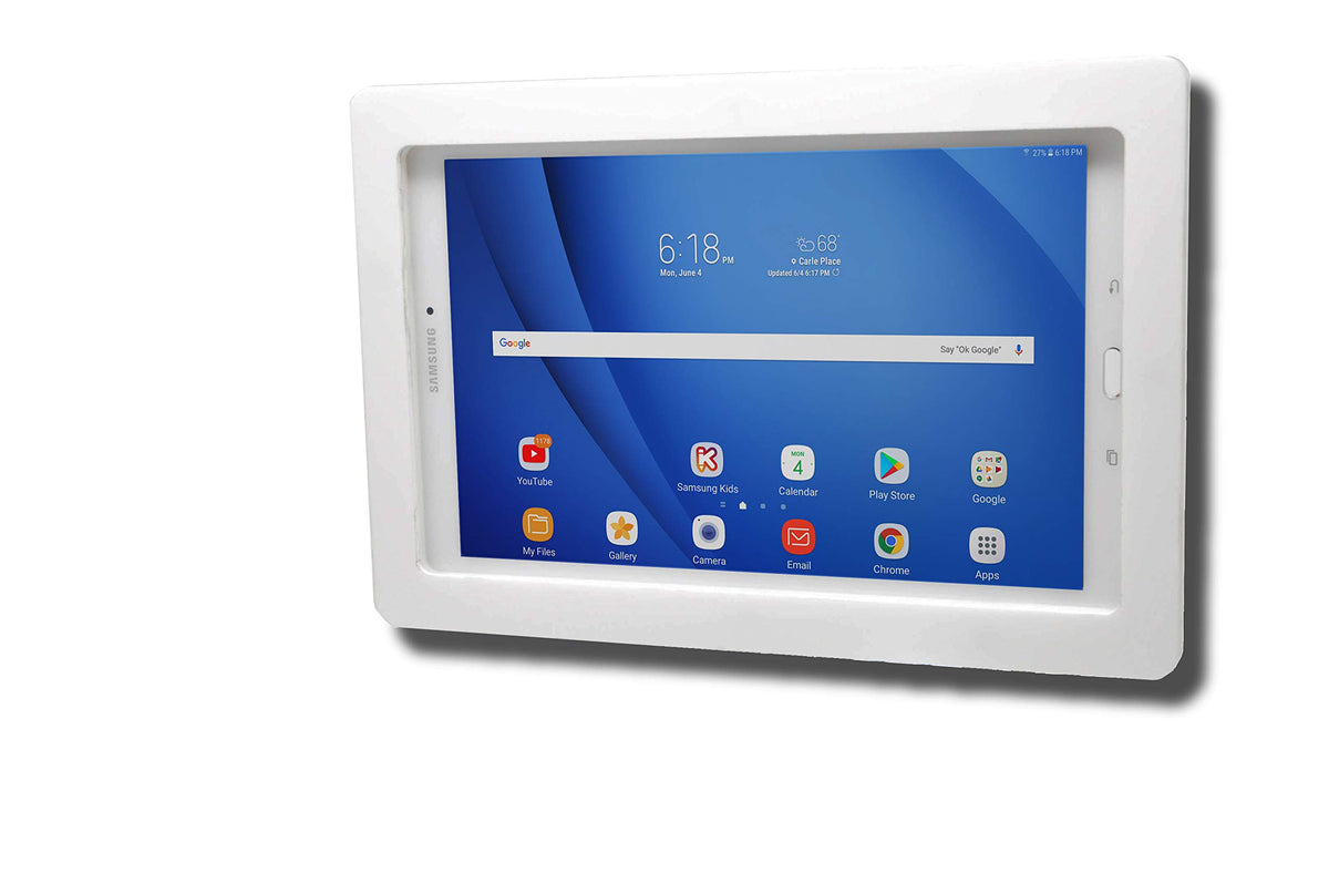 Tabcare Anti Theft Acrylic Vesa Enclosure For Galaxy Tab A 8' 2019 Tablet With Free Wall Mount Kit & 90 Degree Angle Micro Usb Charge Cable (Tab A 8.0 2019 Sm T290, White)