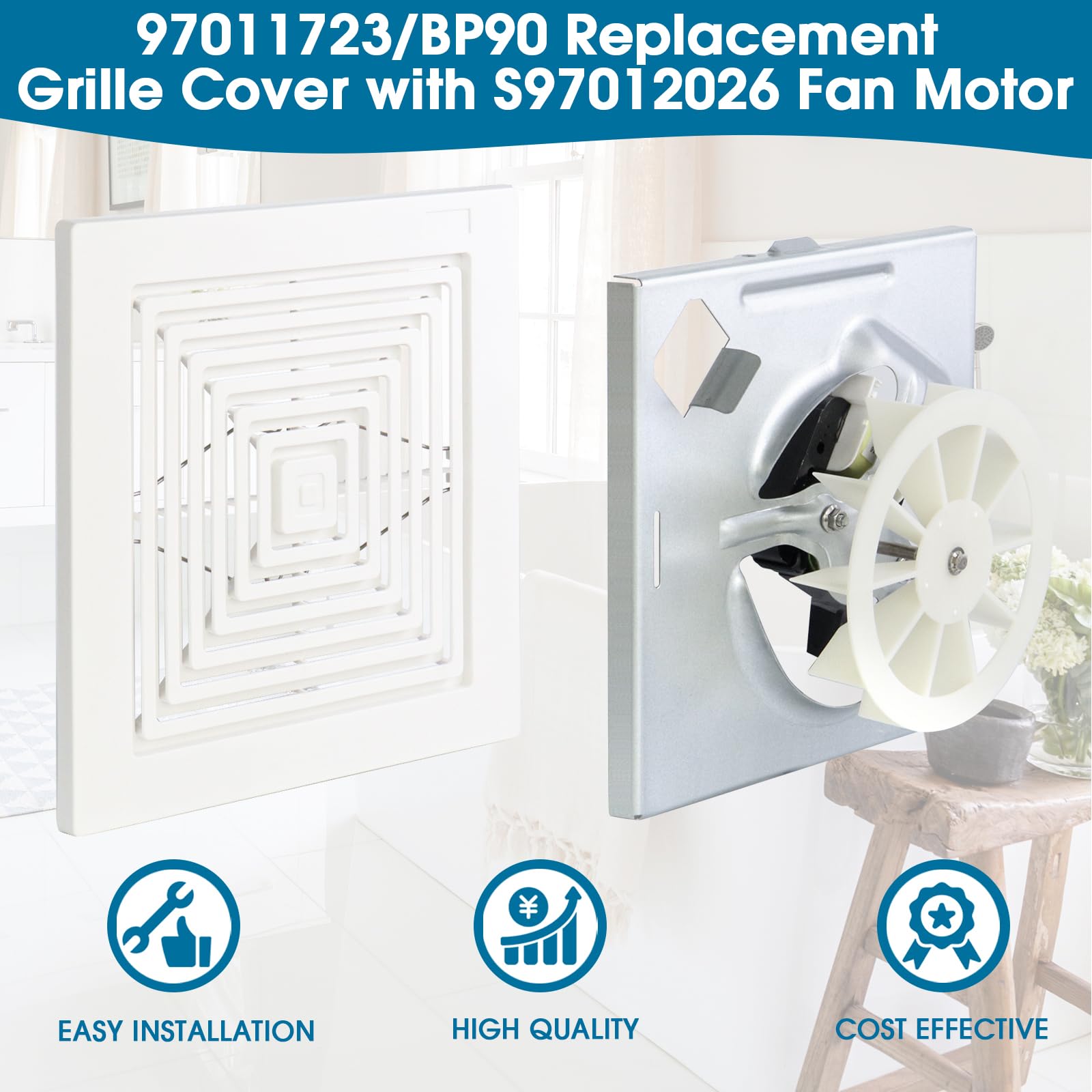 696N R02 B Unit&Replacement Grille 97011723 For Broan Nutone Bp90,663,670,671,688,689,Bathroom Vent Cover Bp90 Replacement Grill