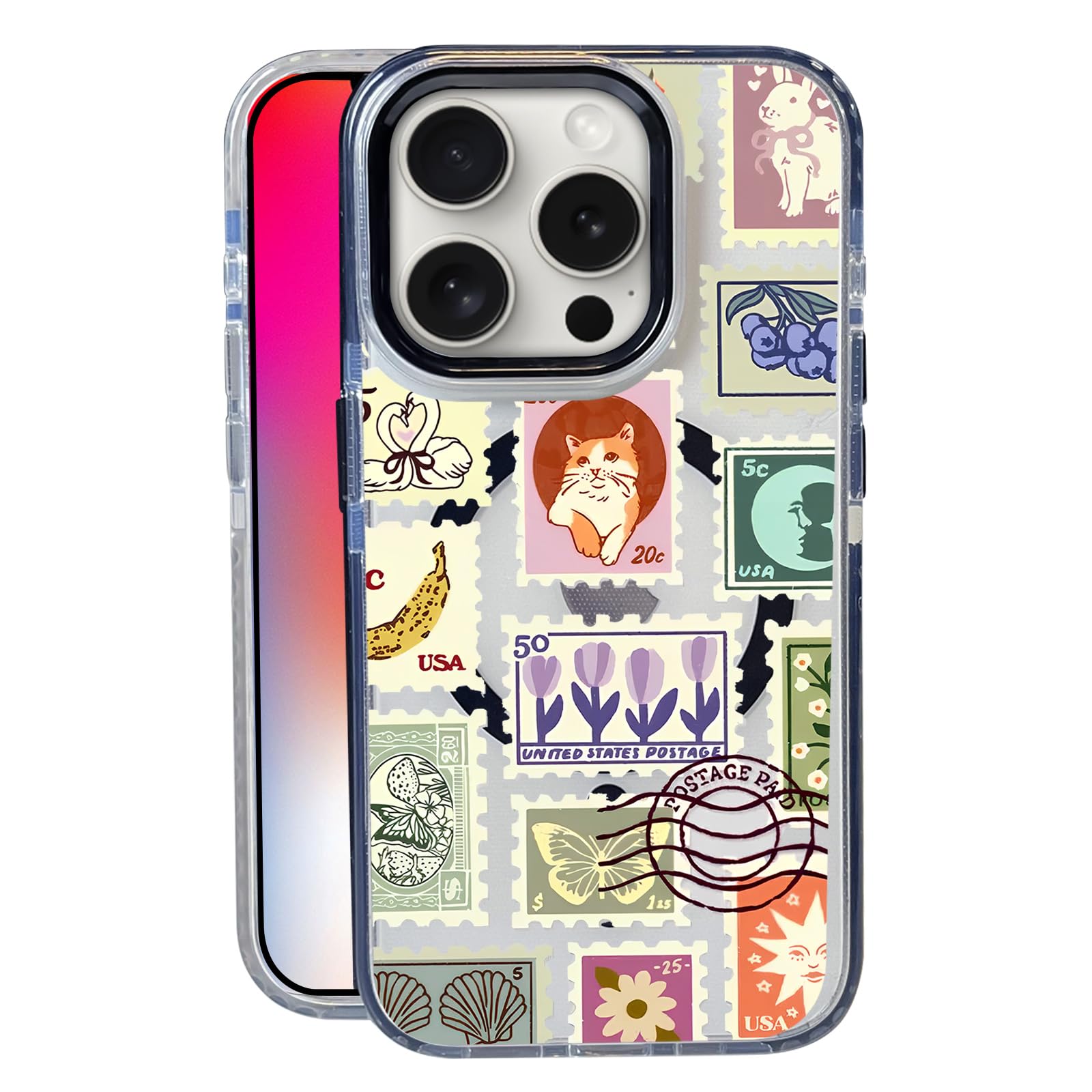 Nimeey Stamp for iPhone 14 Pro Max Case,MagSafe Compatible,Matte Soft Slim Shockproof Cover,Anti-Fingerprint,Anti-Yellowing,Anti