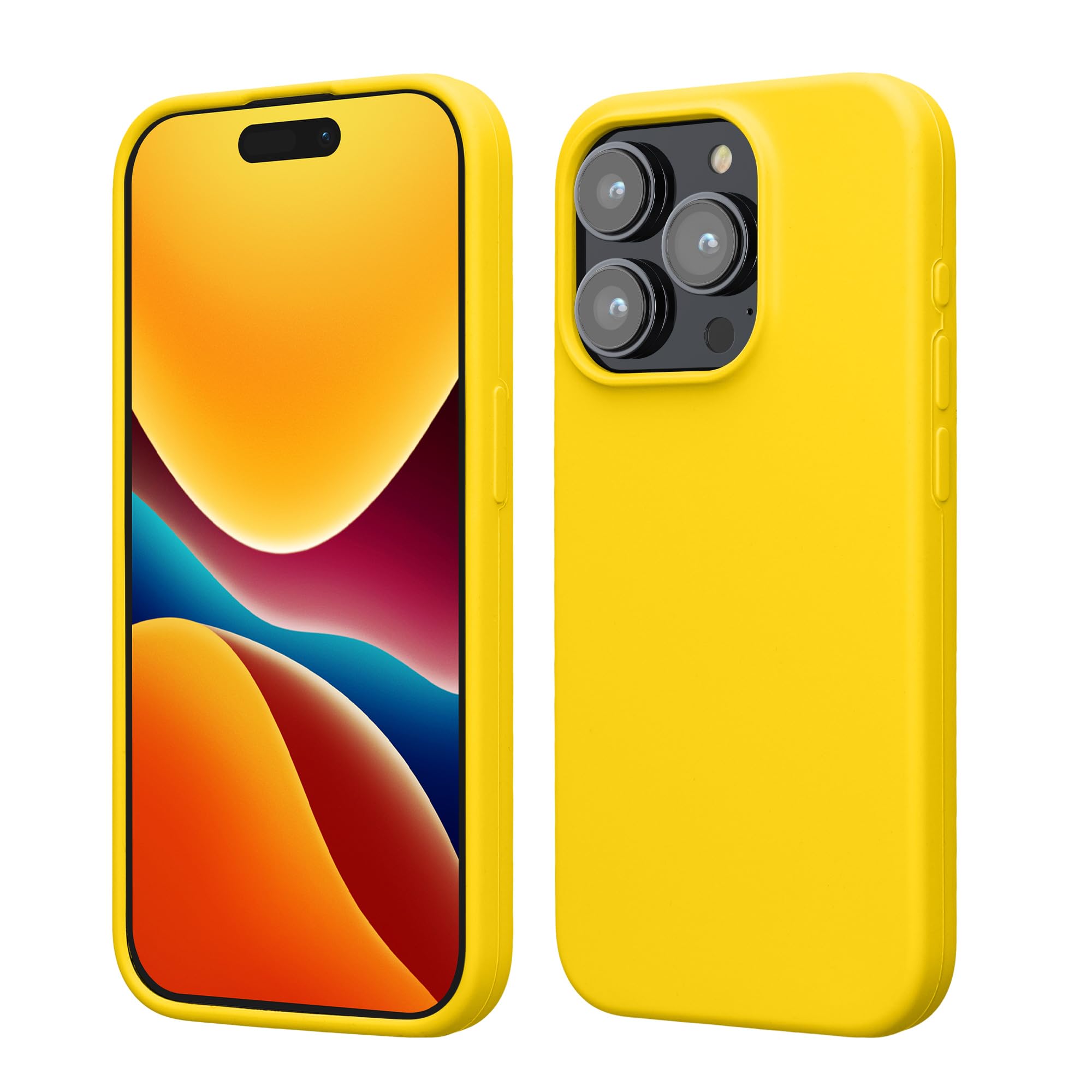 kwmobile Case Compatible with iPhone 15 Pro Max Case - Slim Soft TPU Silicone Cover - Radiant Yellow