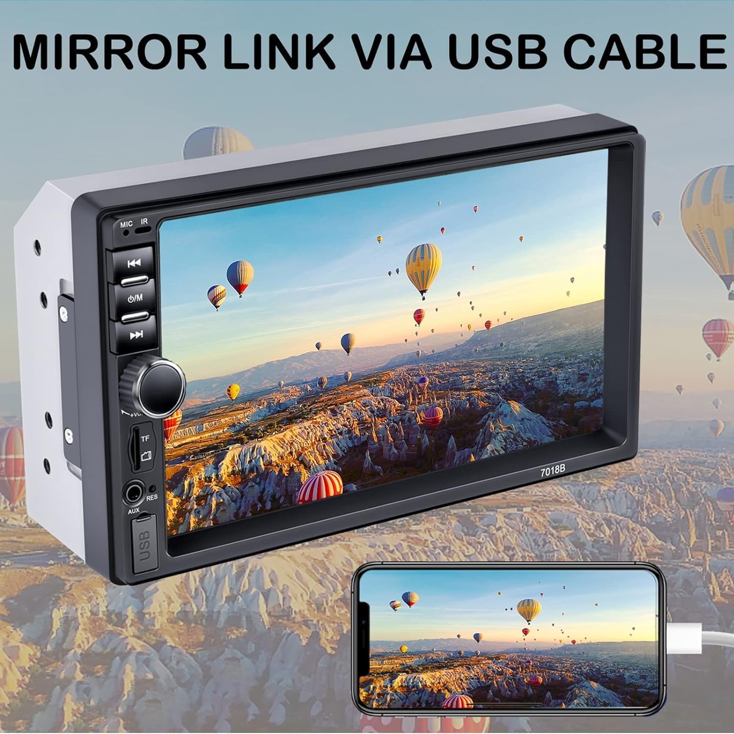 Double Din Car Stereo,7 Inch Car Radio With Hd Touch Screen Bluetooth Car Stereo,Bluetooth Hands Free Calling,Mirror Link,Aux/Eq