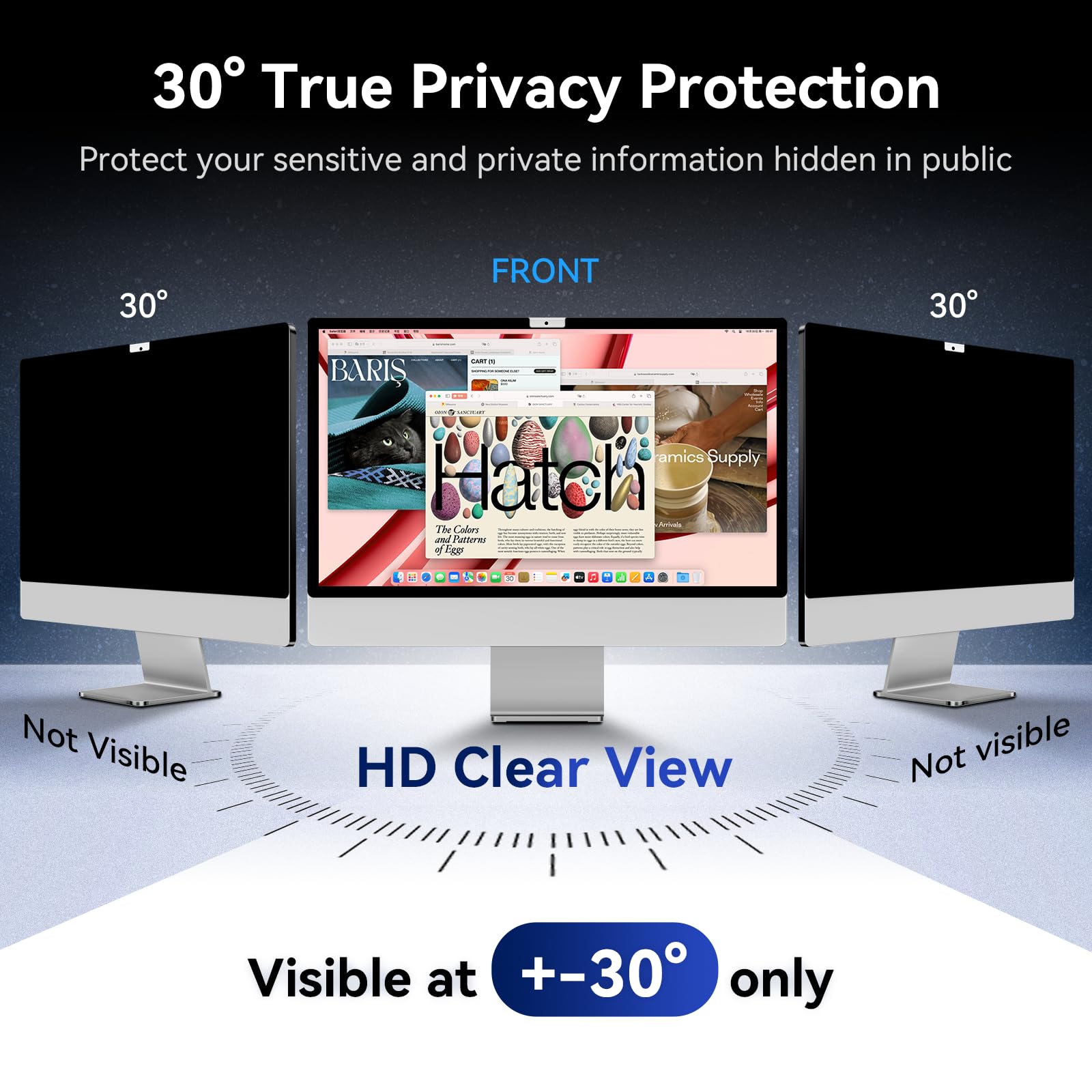 [2024 New] Fully Removable Privacy Screen For Imac 27 Inch Studio Display Desktop Computer Monitor, Anti Glare Blue Light Filter