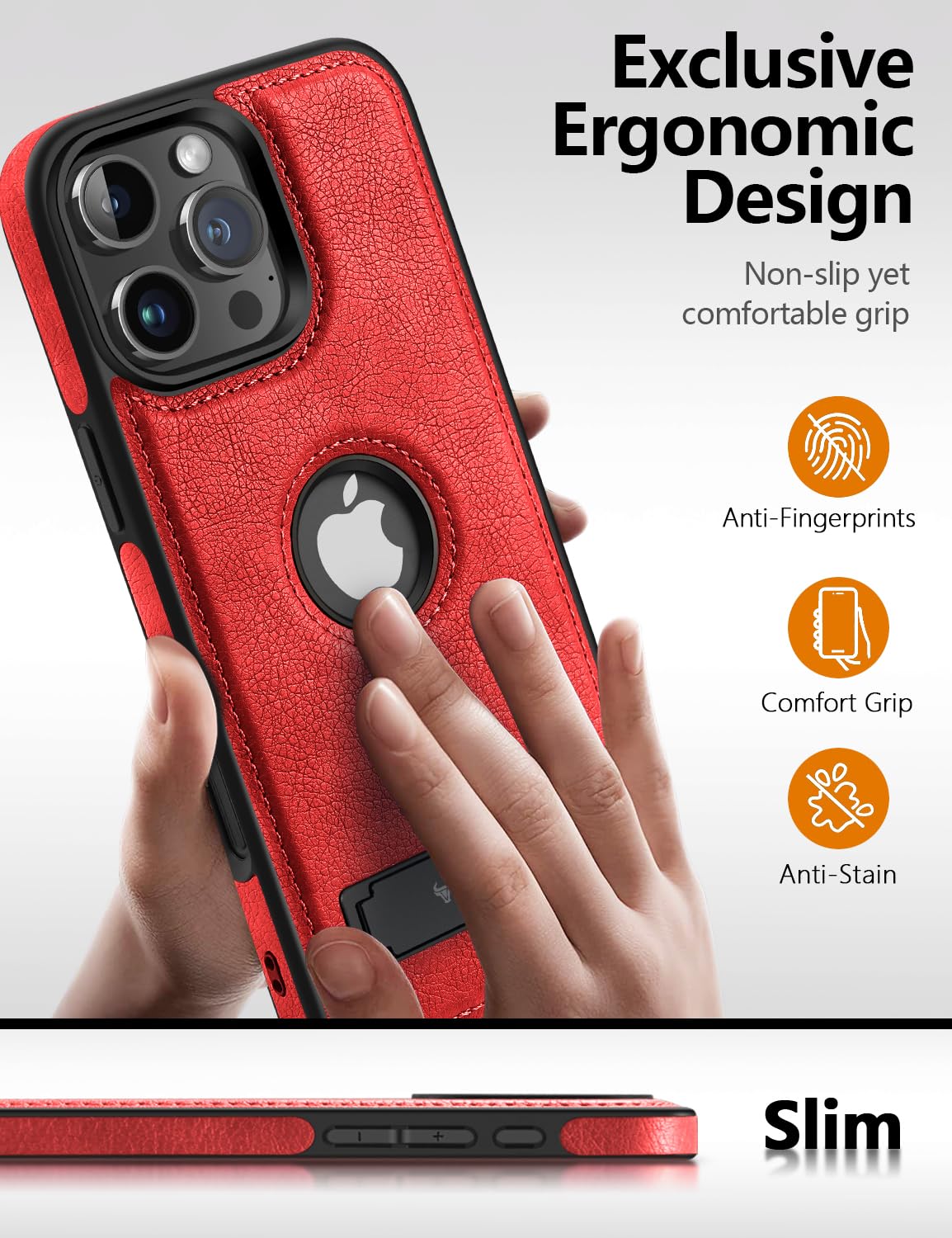 Wtcase Magnetic For Iphone 16 Pro Max Leather Case,Built In Invisible Stand [Compatible With Magsafe] Protective Slim Kickstand