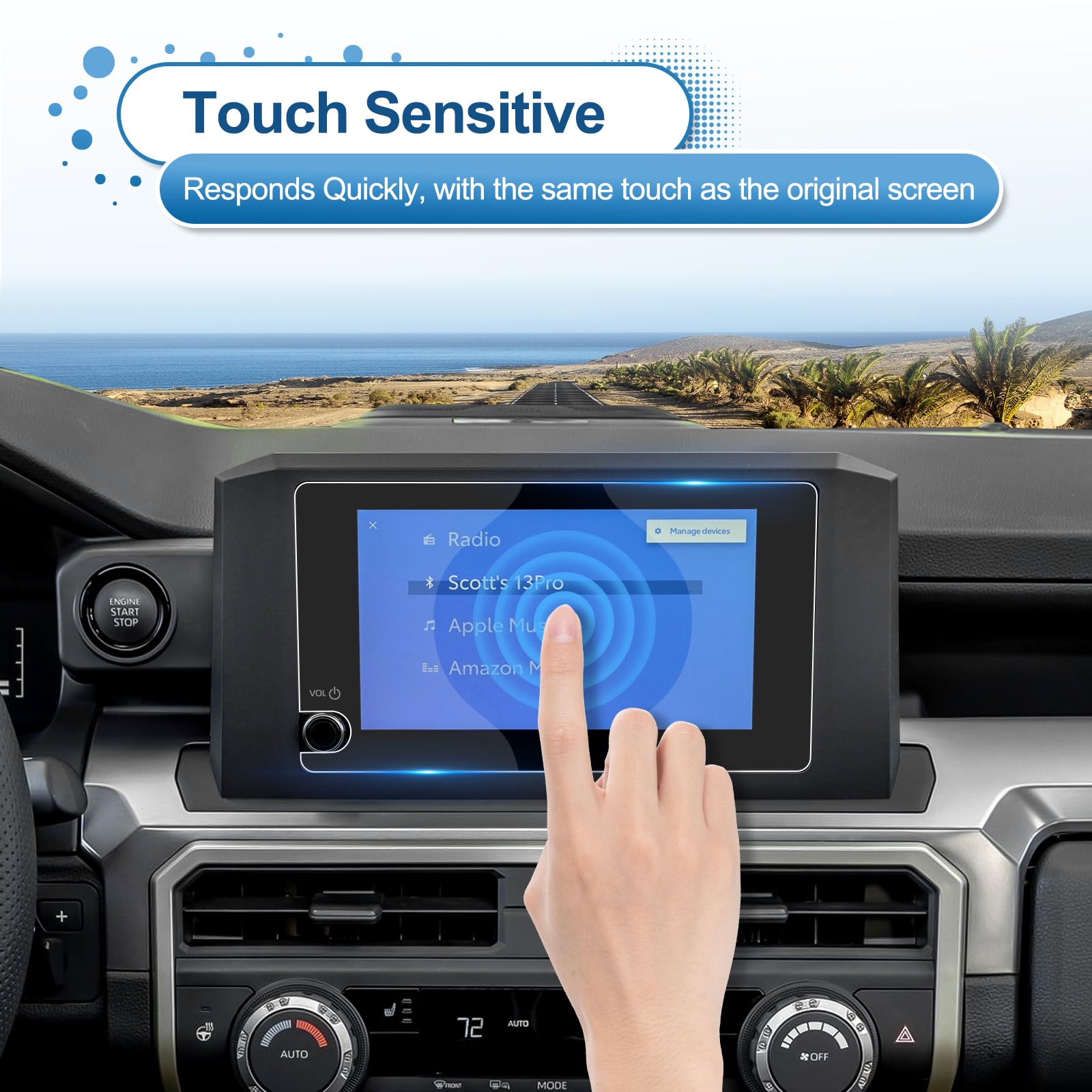 Coleya For 2024 Toyota Tacoma Screen Protector, 8 Inch Touchscreen (Sr/Sr5/Trd Prerunner/Trd Sport/Trd Off Road), 9H Tempered Gl