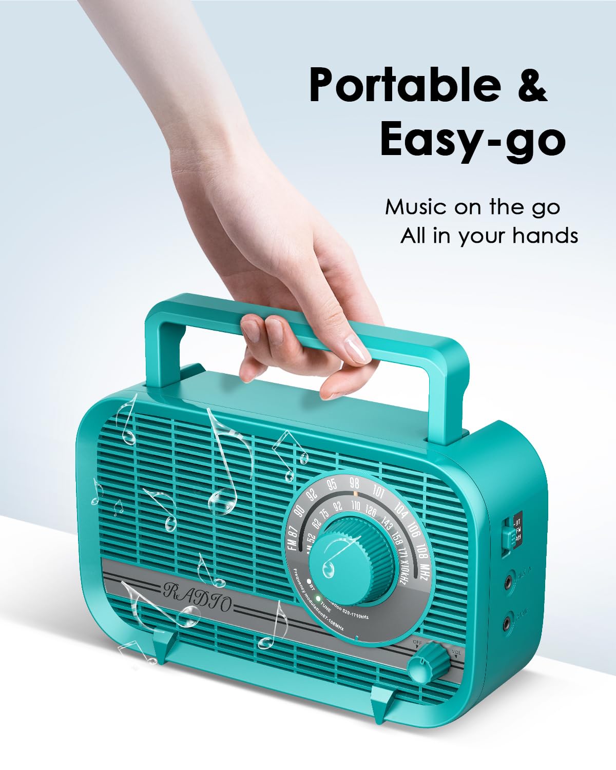 Audiocrazy Radio With Bluetooth, Radio Portable Am Fm, Plug In Wall And Play, Or Aa Battery Operated Radios, Best Reception Vint