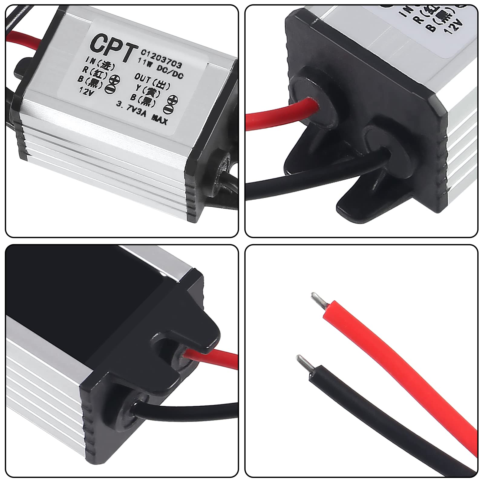2Pcs 12V To 3.7V Converter Dc Step Down Buck Voltage Regulator Power Supply Transformer Module 3A 11W Waterproof Car Power Conve