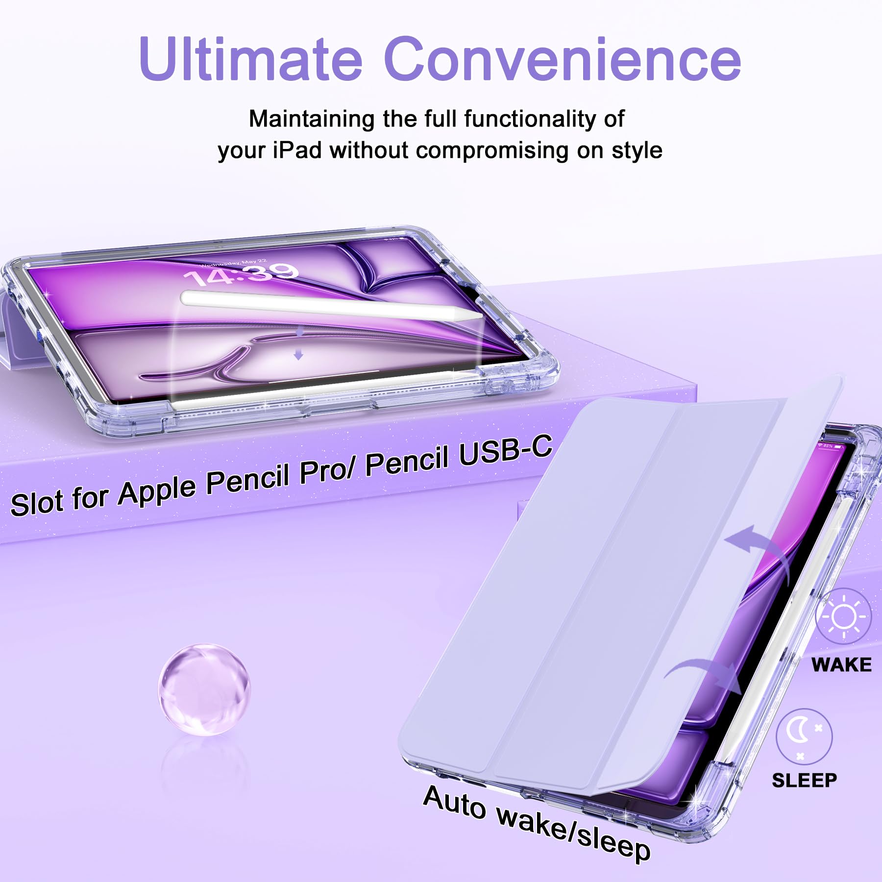 Sevrok Ipad 10Th Generation Case 2022 10.9 Inch With Pencil Holder, Soft Leather Trifold Stand Magnetic Smart Cover With Clear T