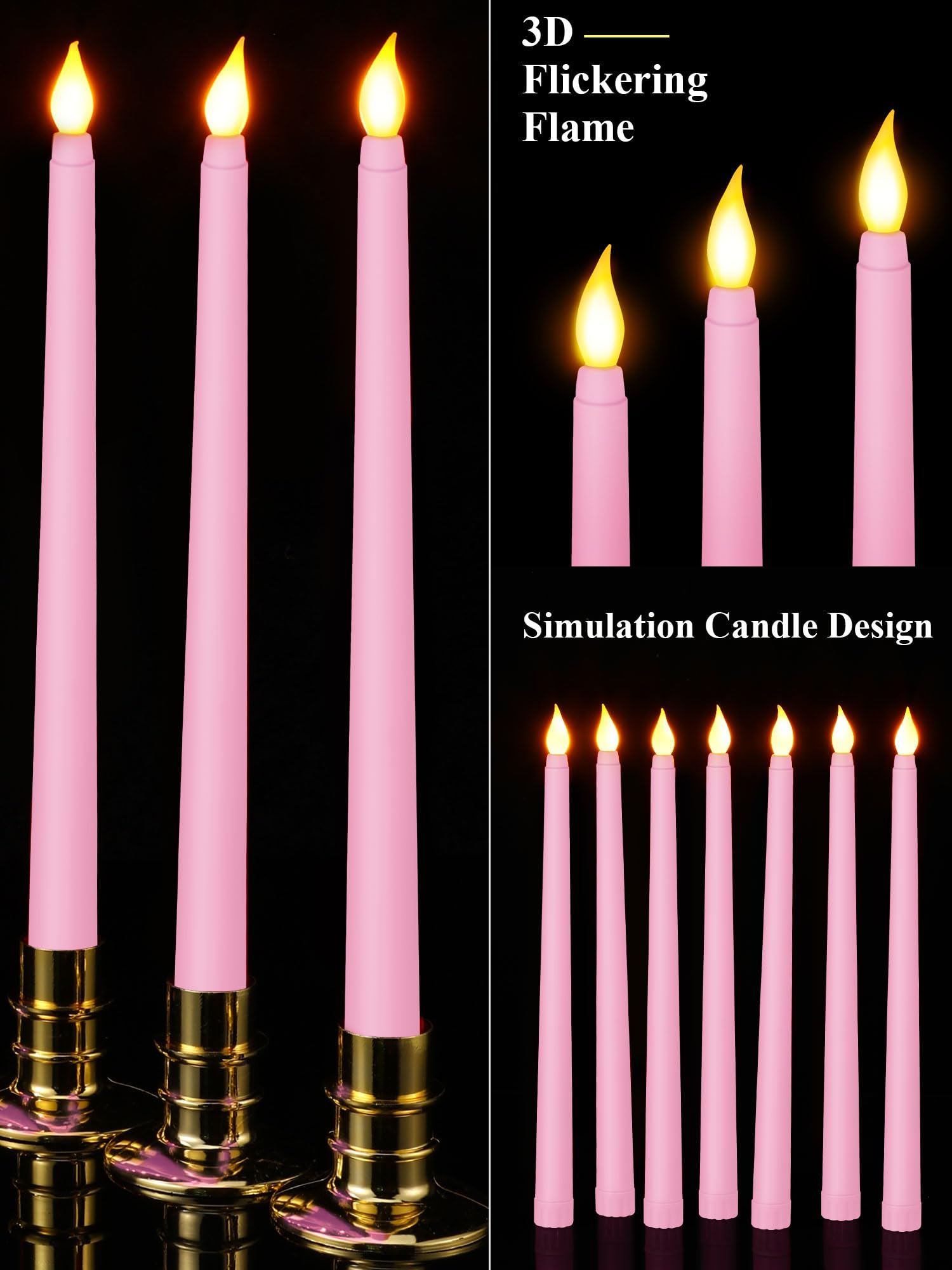 Funtery 48 Pcs Flameless Led Taper Candles 11 Inch Battery Operated Flickering Candles Bulk For Christmas Church Wedding Party(P