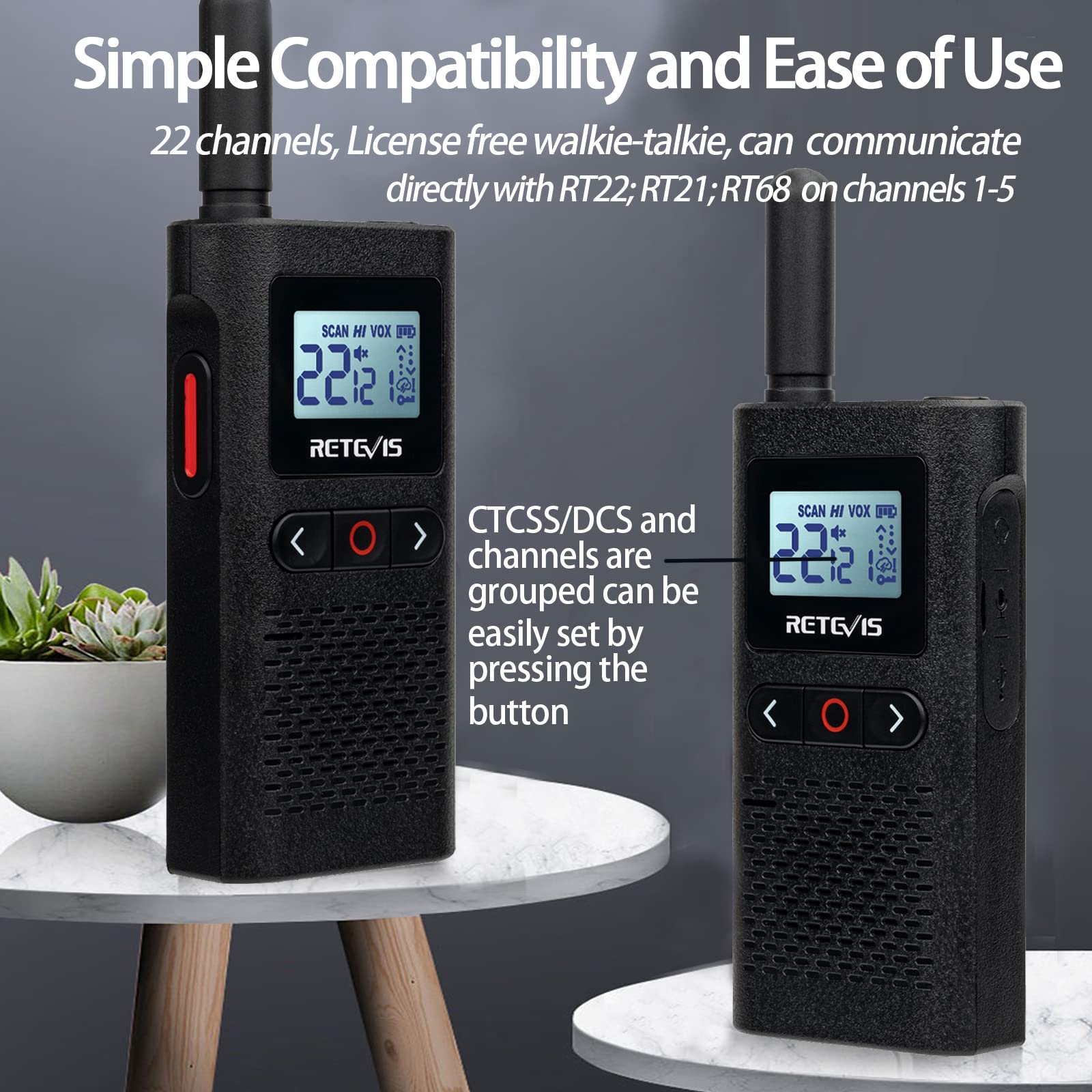 Retevis Rb28 Walkie Talkie, Portable Two Way Radio, Usb C Walkie Talkies Rechargeable, Large Lcd Screen, 1500Mah Battery, Noaa Weather Alert, For Dental Church Restaurant Retail School (10 Pack)