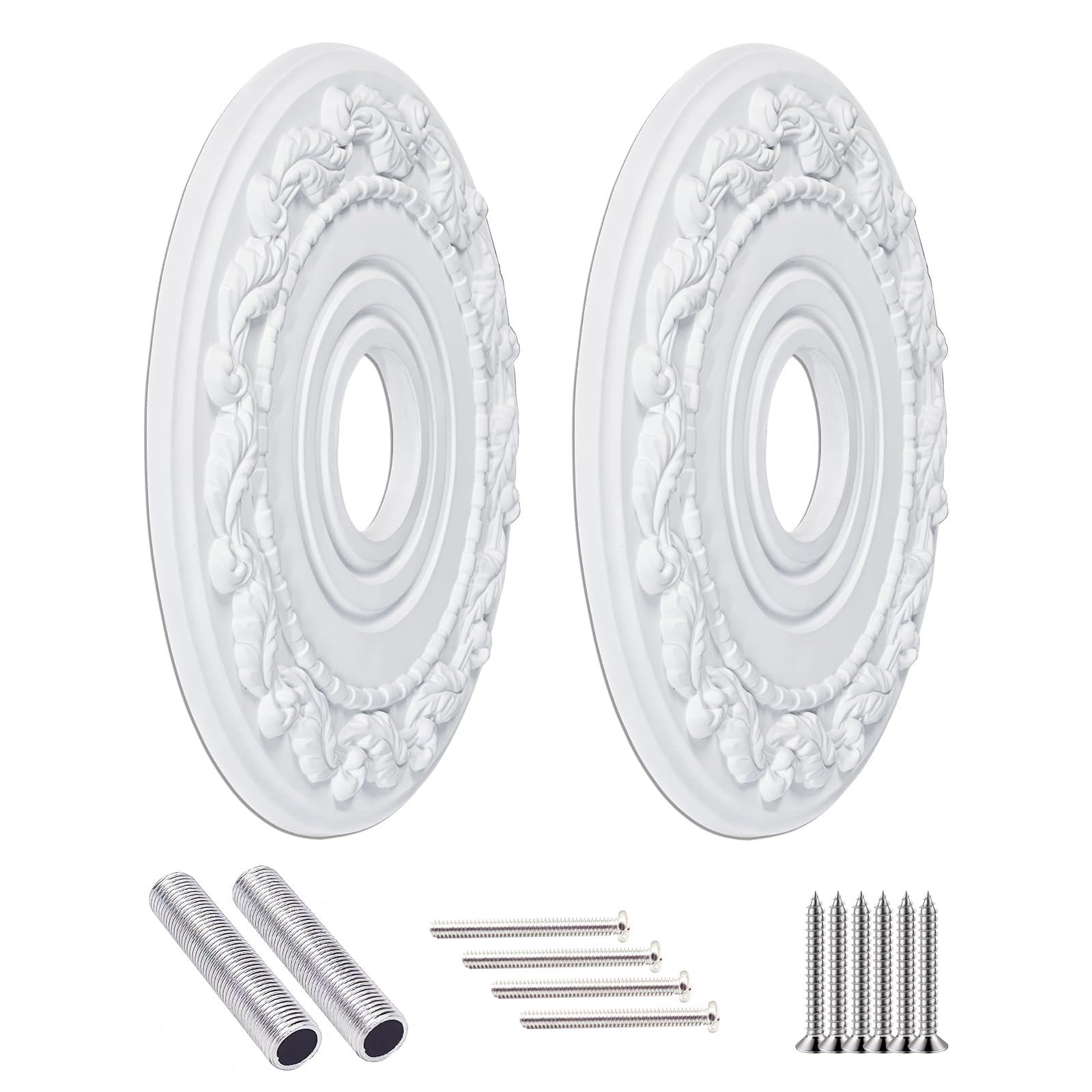Eifhyt Molded Pu Ceiling Medallion For Light Fixtures And Ceiling Fans, 16''Od X 4''Id X 1 1/8''P (Fits Canopies Up To 9 3/4'')