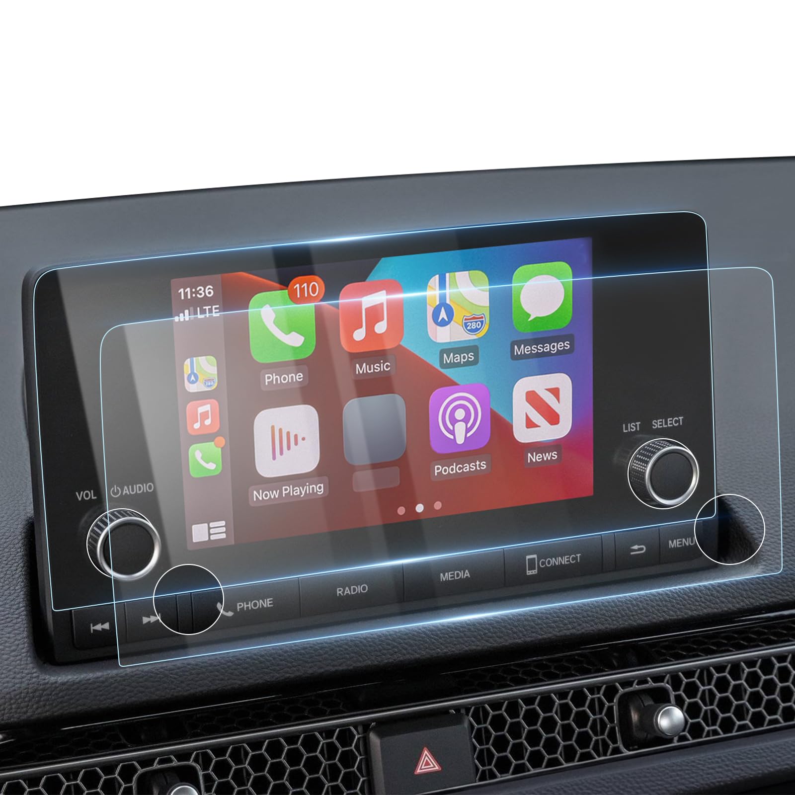 Karltys 2 Pack 7 Inch Screen Protector For Honda Civic Lx Sport Ex 2022 2024 2025 /Cr V 2023 2025 /Hr V 2023 2024, 11Th Gen. Civic Touchscreen Tempered Glass Ultra Clear Screen Cover Anti Glare