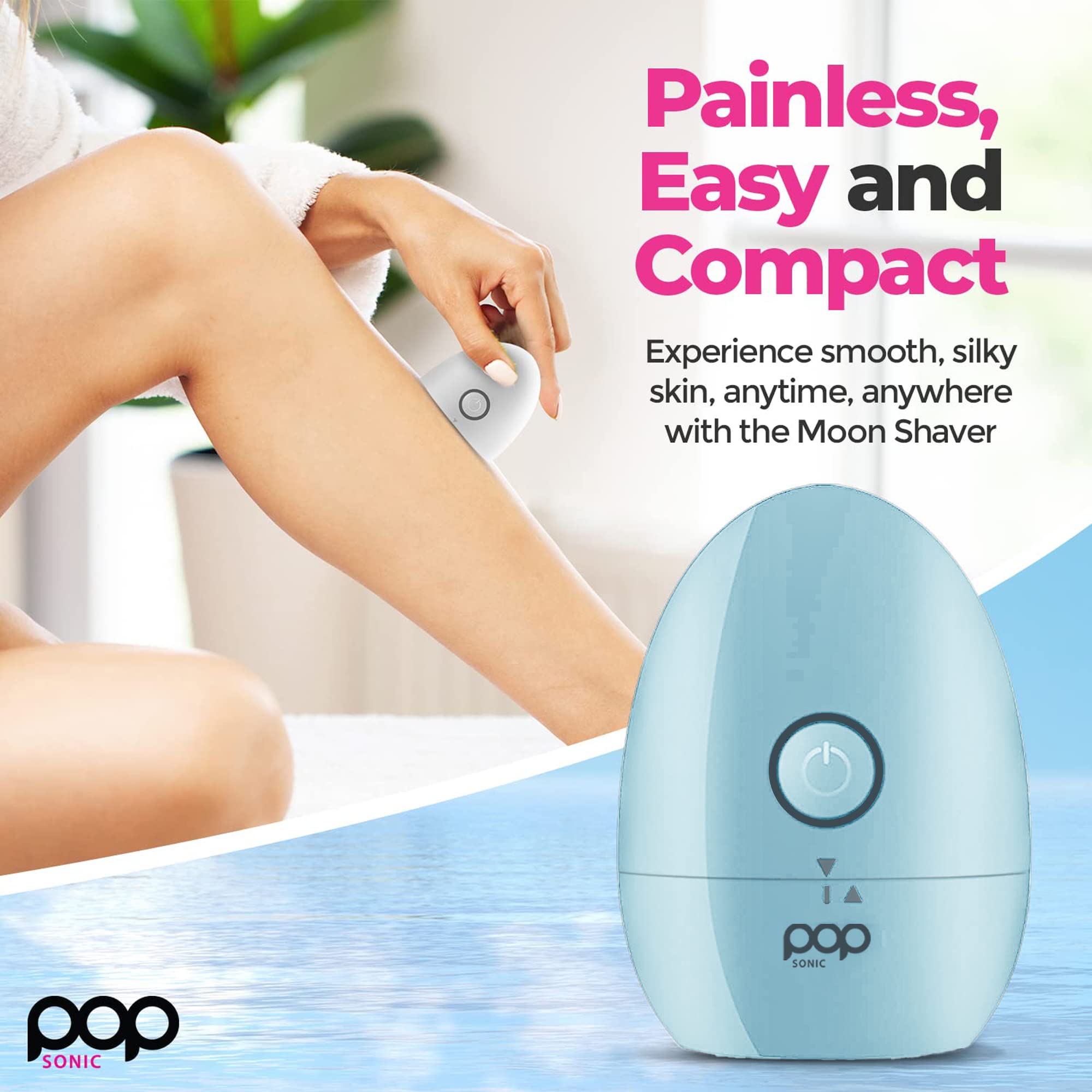 Pop Sonic Moon Shaver (Slate)   Face & Body Shavers For Men & Women   3 Floating Rotary Heads Face Shaver W/Removable Cap   Long