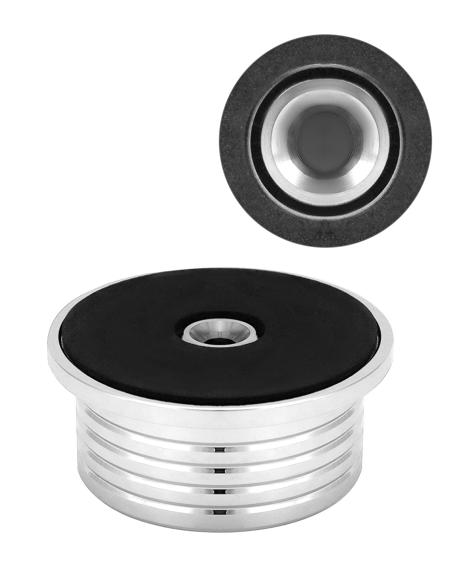 Qwork Record Weight Phono Lp Disc Stabilizer, 60Hz Record Weight Stabilizer, With Bubble Leveling (60Hz, Silver)