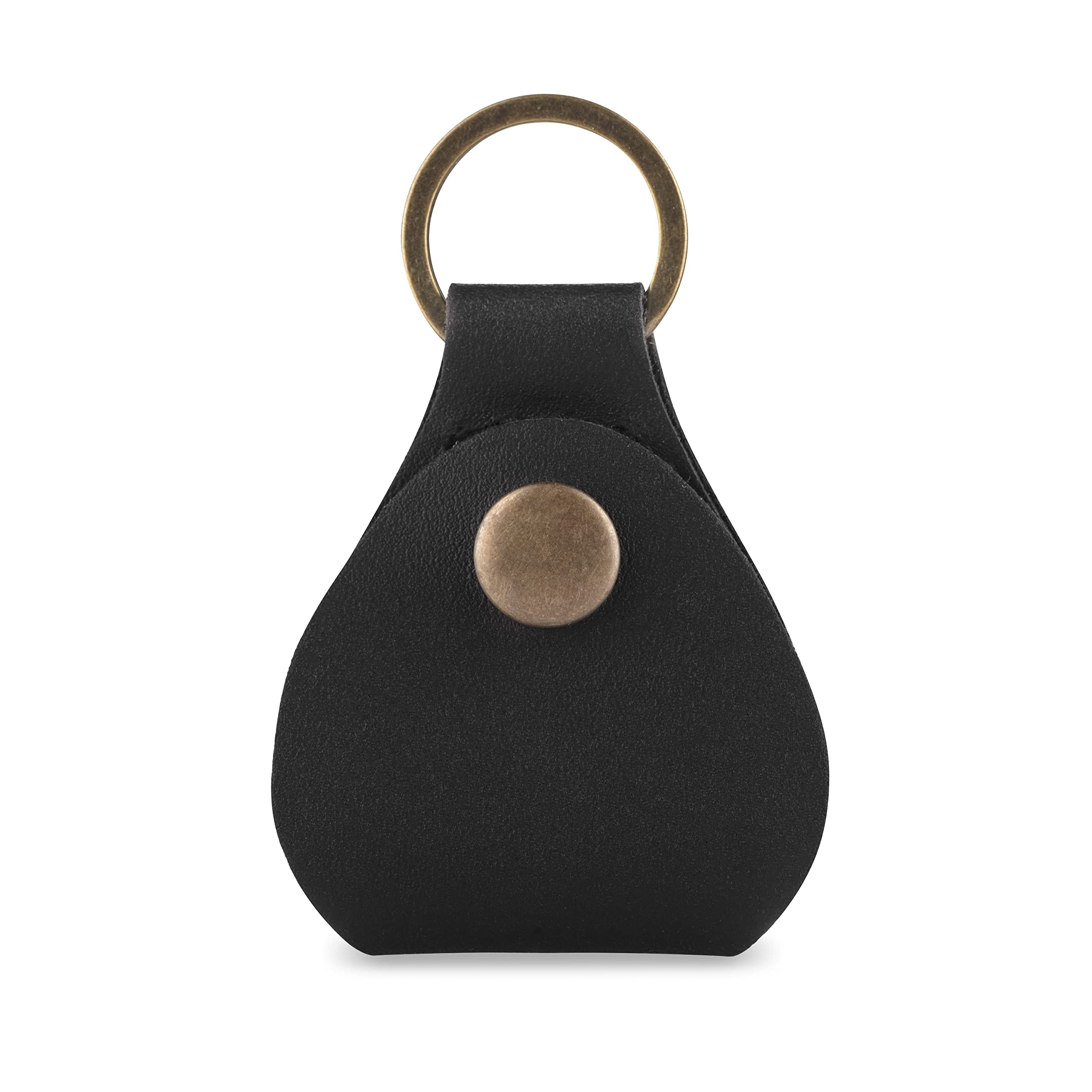 Leather Guitar Pick Holder Keychain, Guitar Pick Holder Case Bag, Plectrum Key Fob Cases Bag, Gift For Guitar Players (Black)