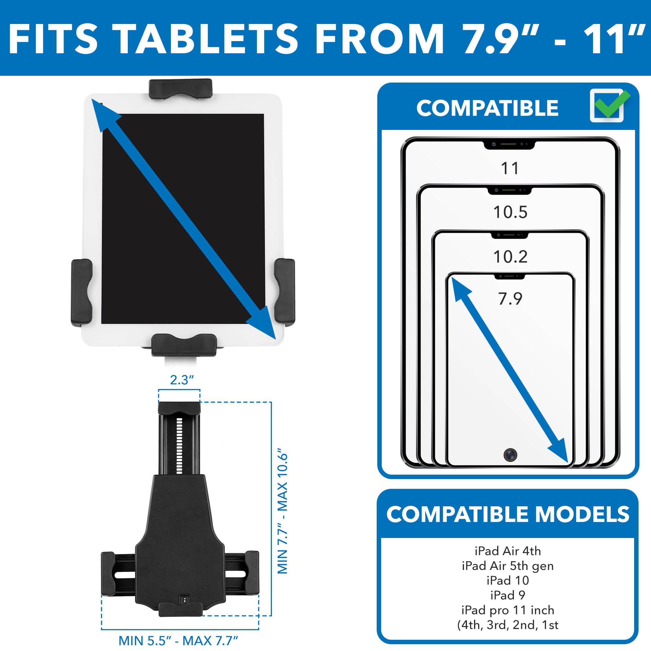 Mount It! Secure Universal Tablet Kiosk POS   Locking Tablet POS Counter top Stand Adjustable Clamp for iPad, iPad Air, Samsung Galaxy Tab, Surface Go & 7.9'  10.9' Tablets   MI 3785