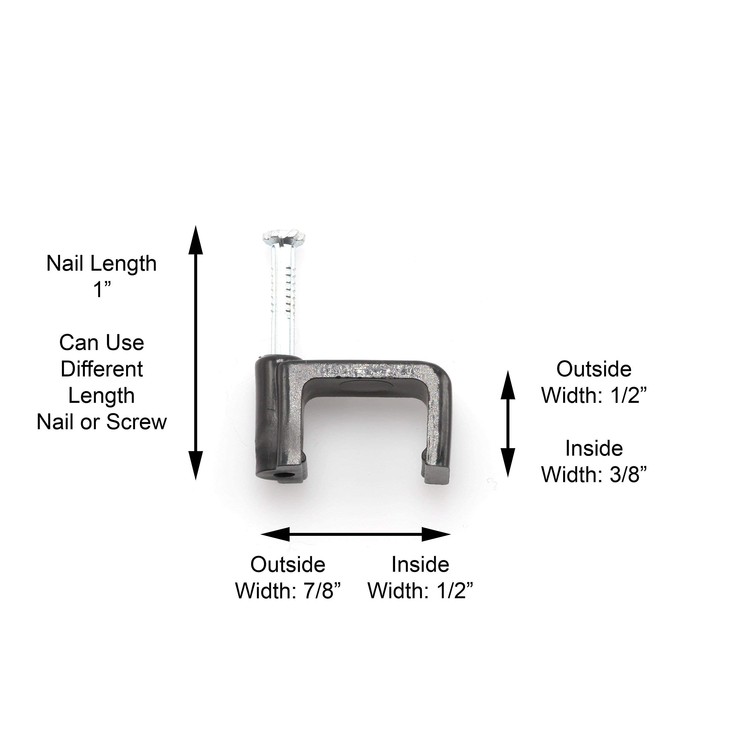 The Cimple Co   Siamese Coaxial Cable Clips, Cat6, Electrical Wire Cable Clip, 1/2 In Nail Clip And Fastener, Black, Double(50 P