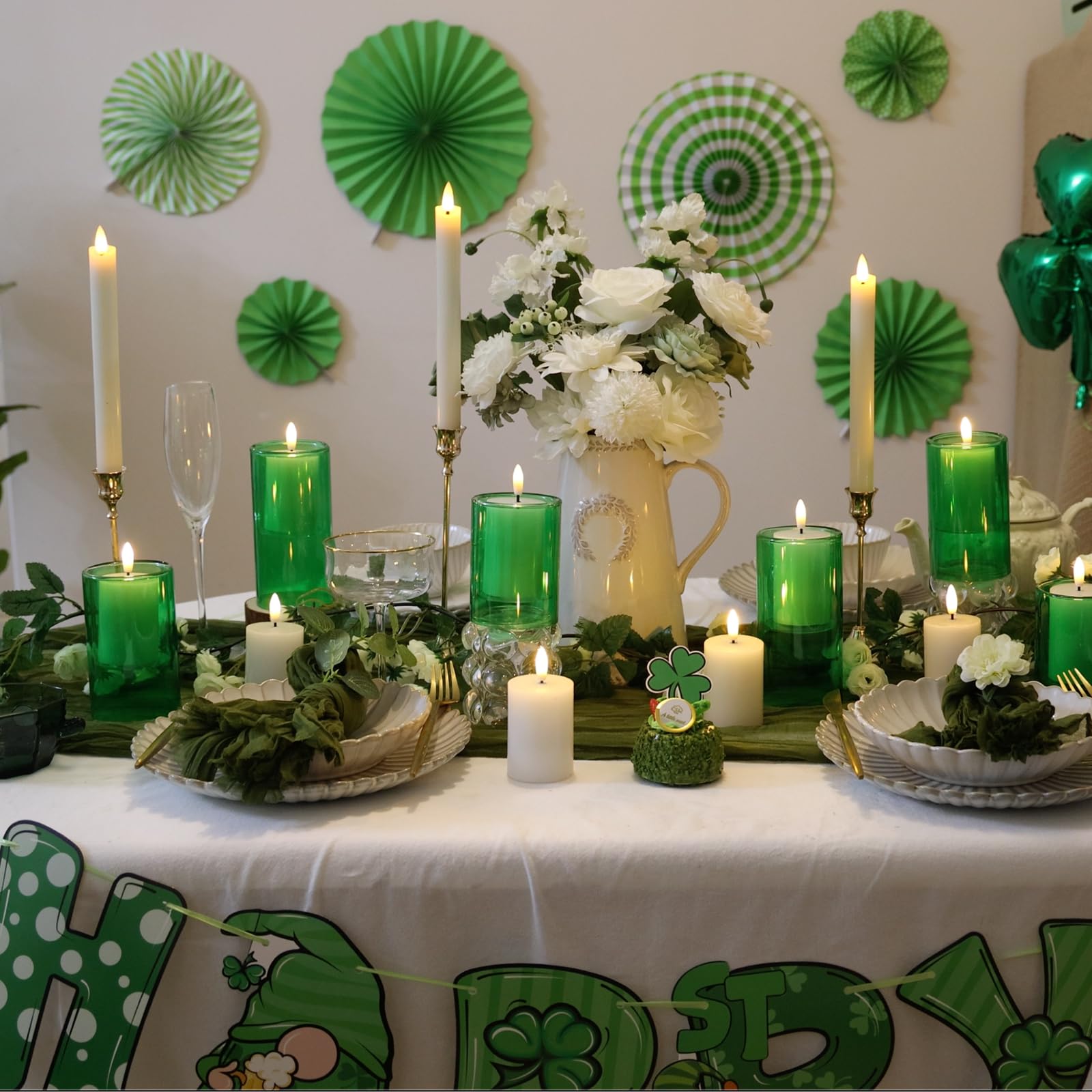 Nurada Flameless Candles With Remote Timer   Glass Holder Real Wax 3D Wick Led Pillar Votive Candle Set Battery Operated Flicker