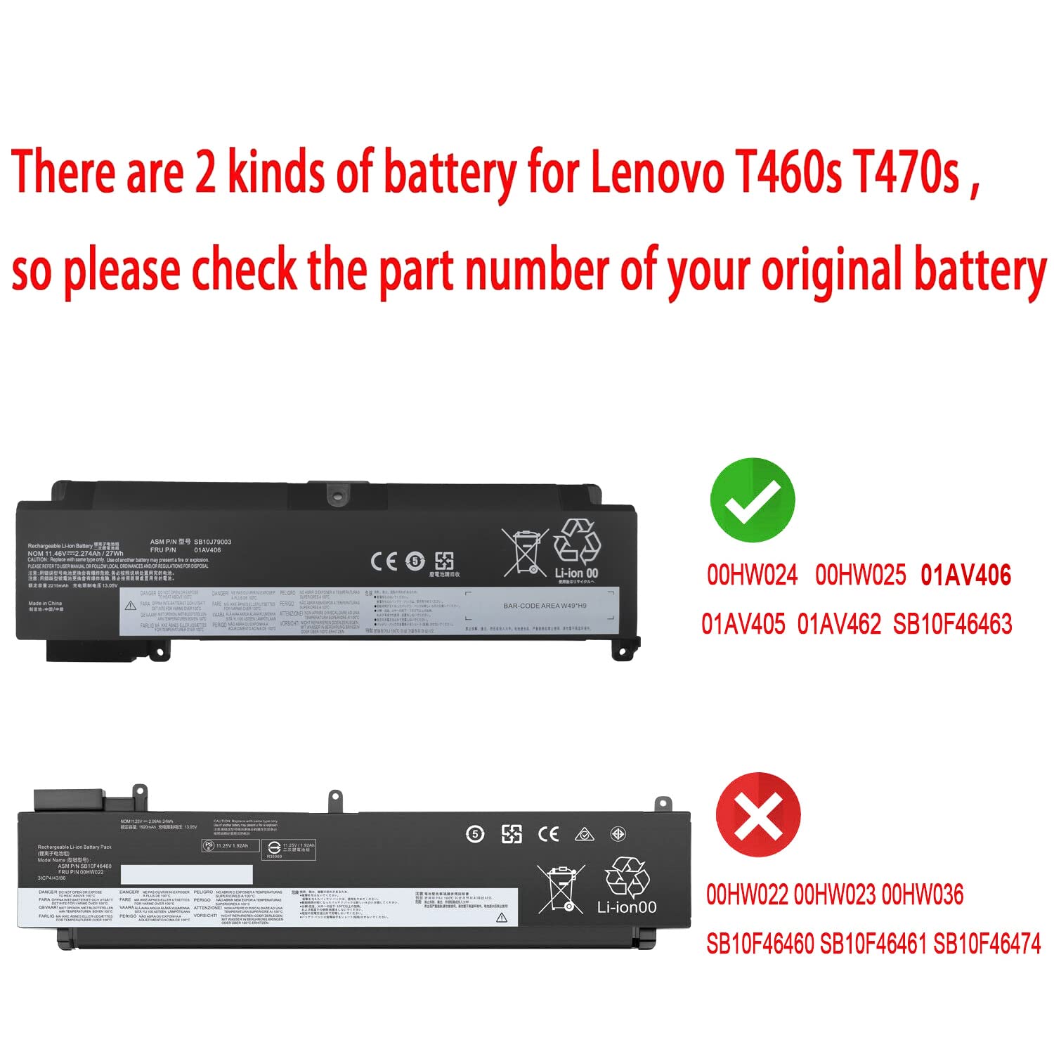 01Av406 Battery For Lenovo Thinkpad T460S T470S Series Sb10J79003 01Av405 01Av462 00Hw024 00Hw025 00Hw038 01Av407 01Av408 Sb10J7