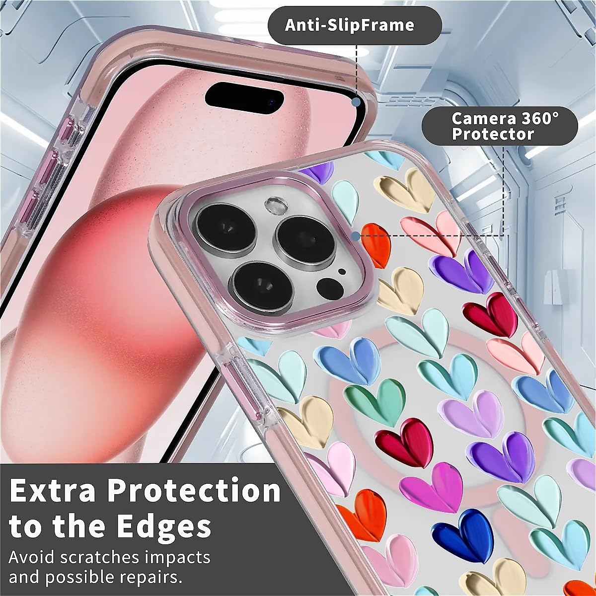 Tamefox For Iphone 13/14 Clear Case, Campatible With Magsafe,Oil Painted Heart Soft Tpu Slim Magnetic For Women Girl Protective