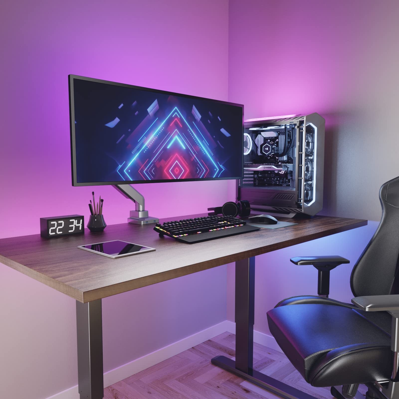 WALI Single Monitor Arm Desk Mount, Up to 35 Inch and 33lbs, Heavy Duty Fully Adjustable Gas Spring Monitor Stand (GSMU001), Silver