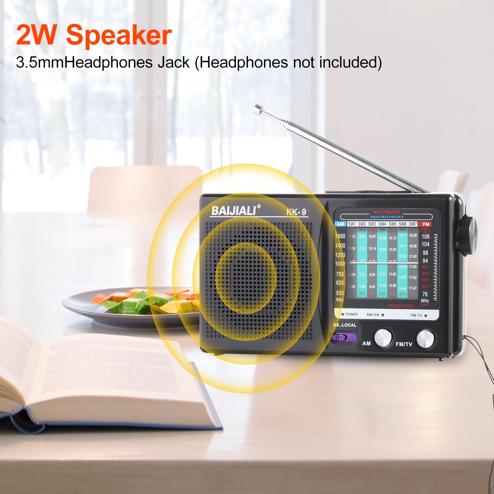 Portable Radio Am Fm, Transistor Radio, Plug In Wall Or Battery Operated Radio For Home & Outdoor, Small Radio Portable, Headpho