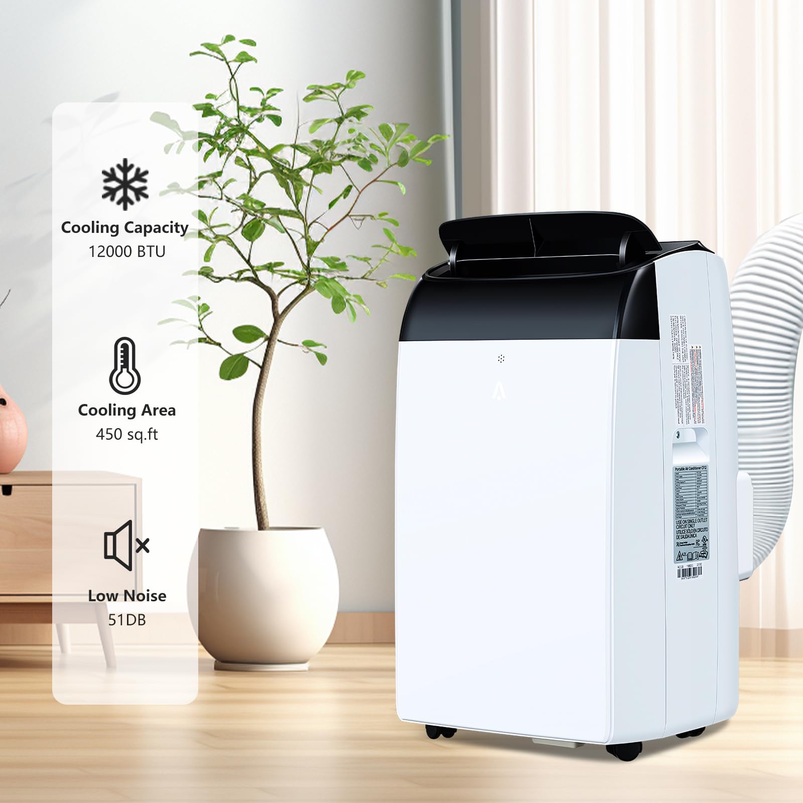 Peacefulhues Portable Air Conditioners, Cools Rooms Air Conditioners Up To 450 Sq. Ft, 12000 Btu Ac Unit, 3-In-1 With Built In D