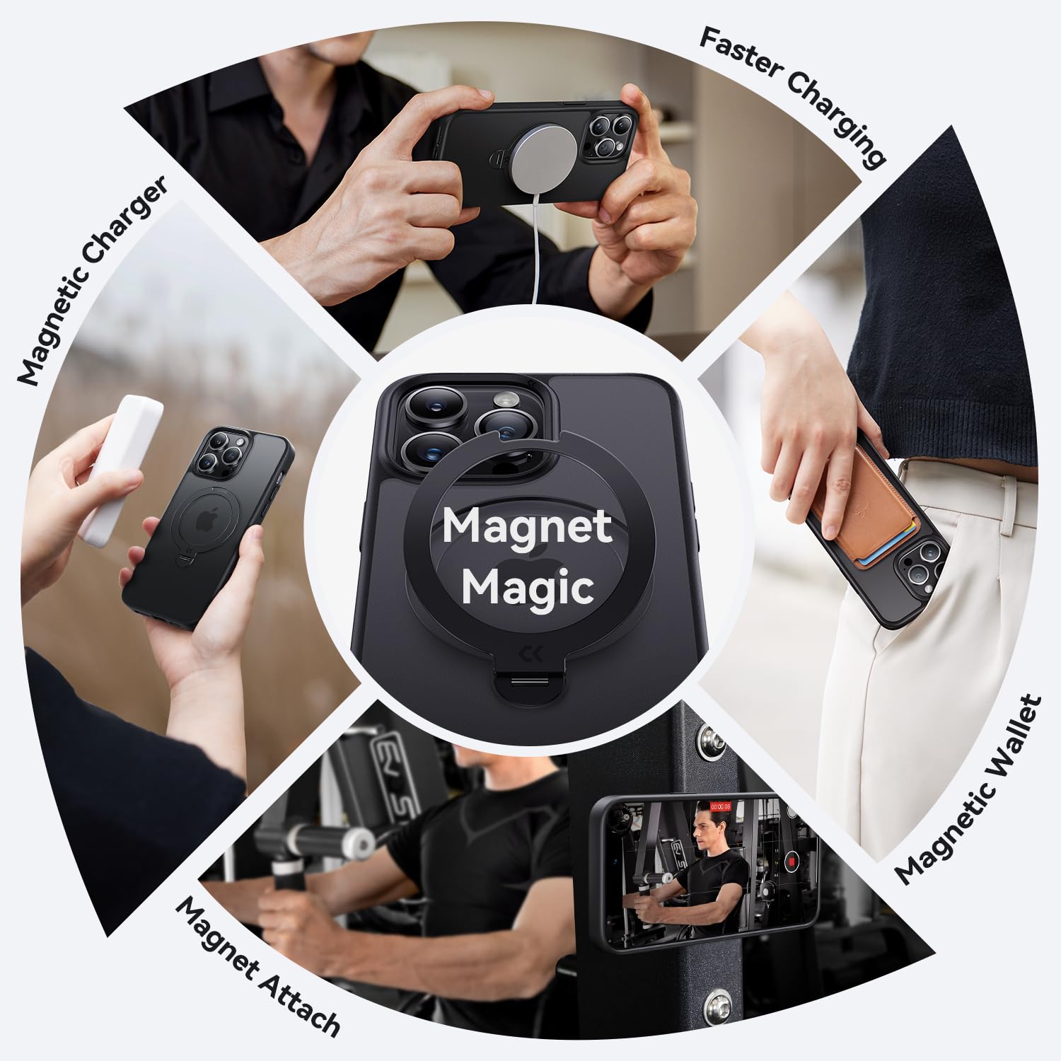 Casekoo Patented 360 Spin Magnetic Stand For Iphone 13 Pro Max Case [Military Drop Protection] [Compatible With Magsafe] Matte T