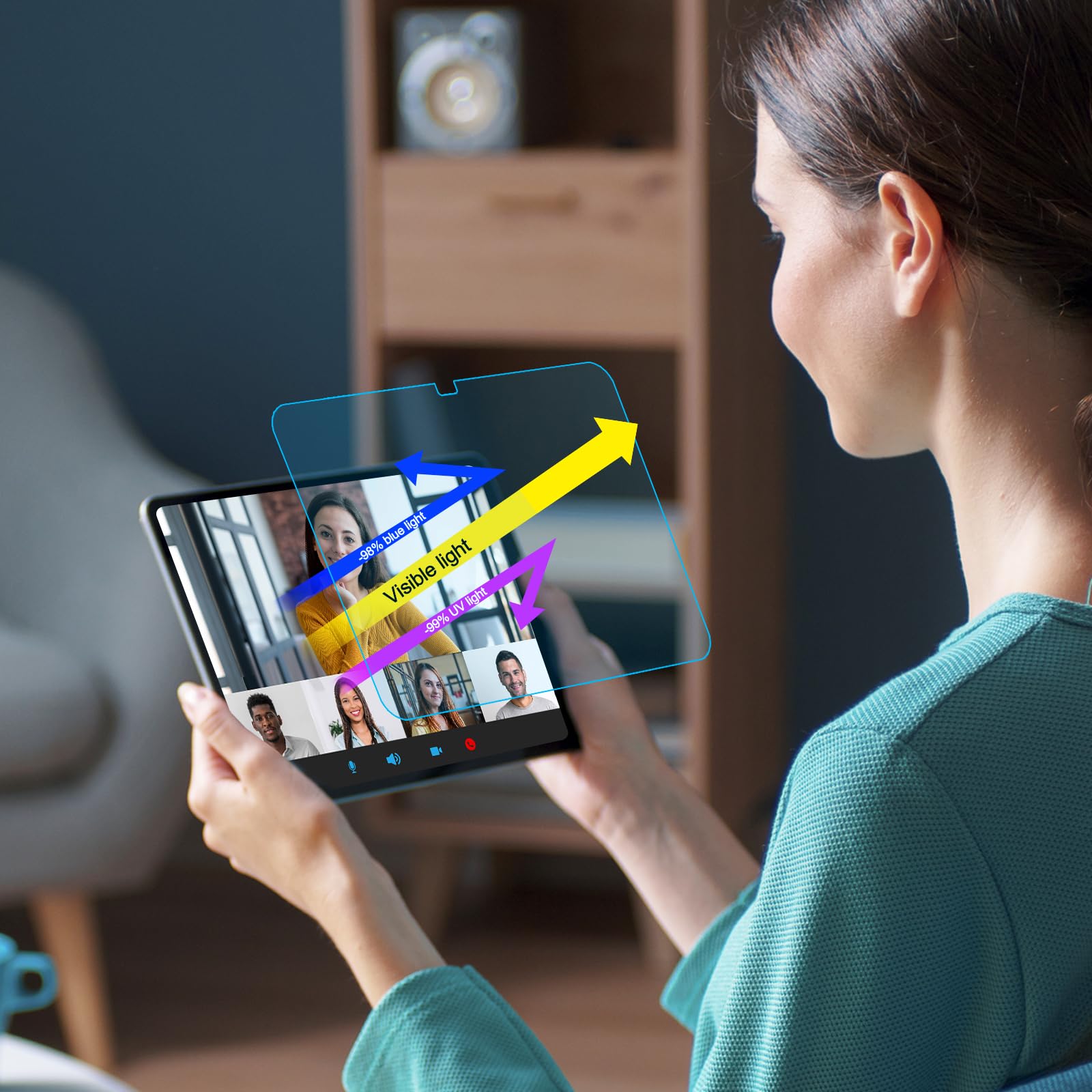 2 Pack   Blue Light Blocking Screen Protector For Ipad 10.9 Inch Tablet (2022 Released, 10Th Gen, A2696/A2757/A2777), Anti Blue