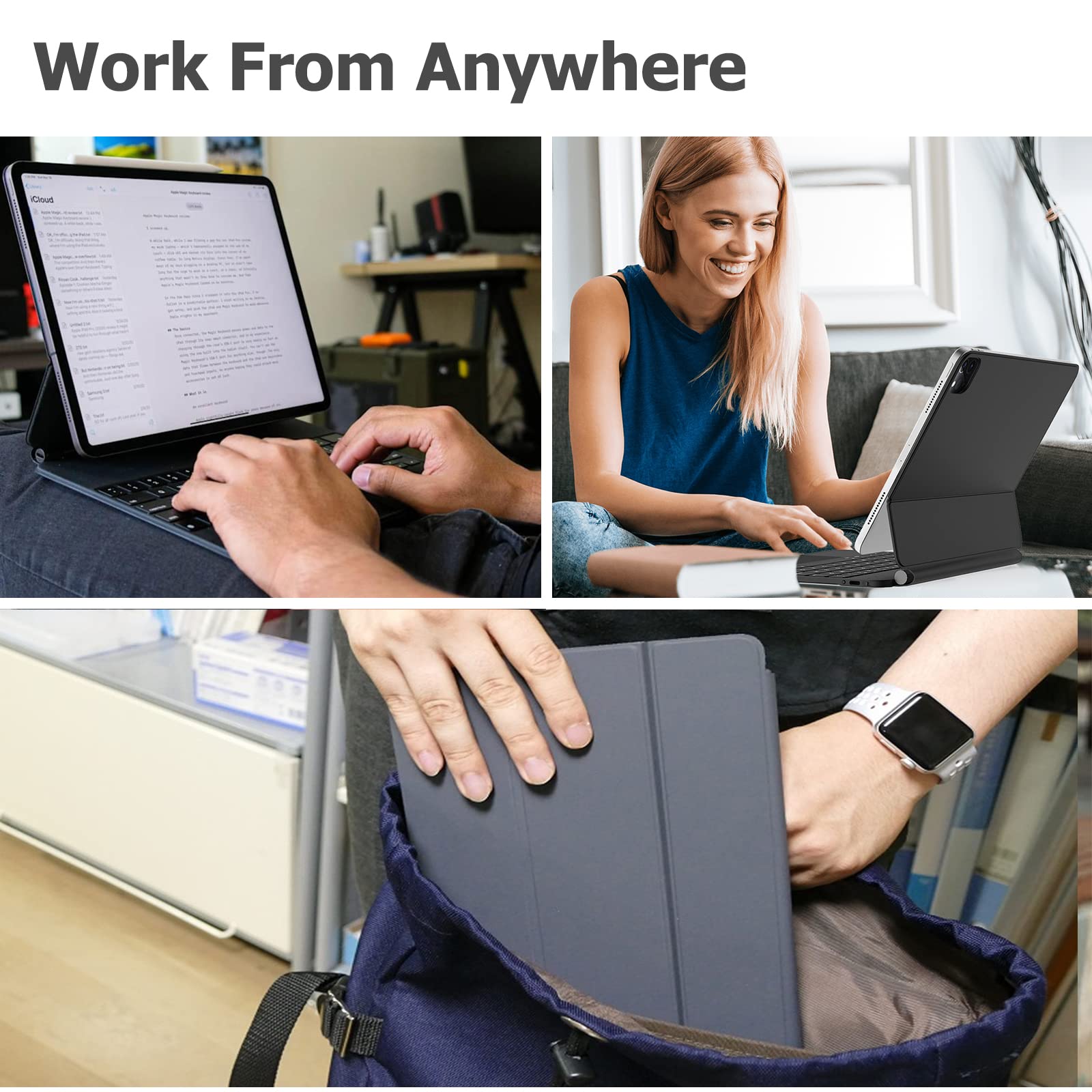 Wainyok Magic Style Keyboard Case For Ipad Pro 12.9 Inch (2022 2018), Wireless Bluetooth, Backlit, Touchpad, Detachable, Slim Fo