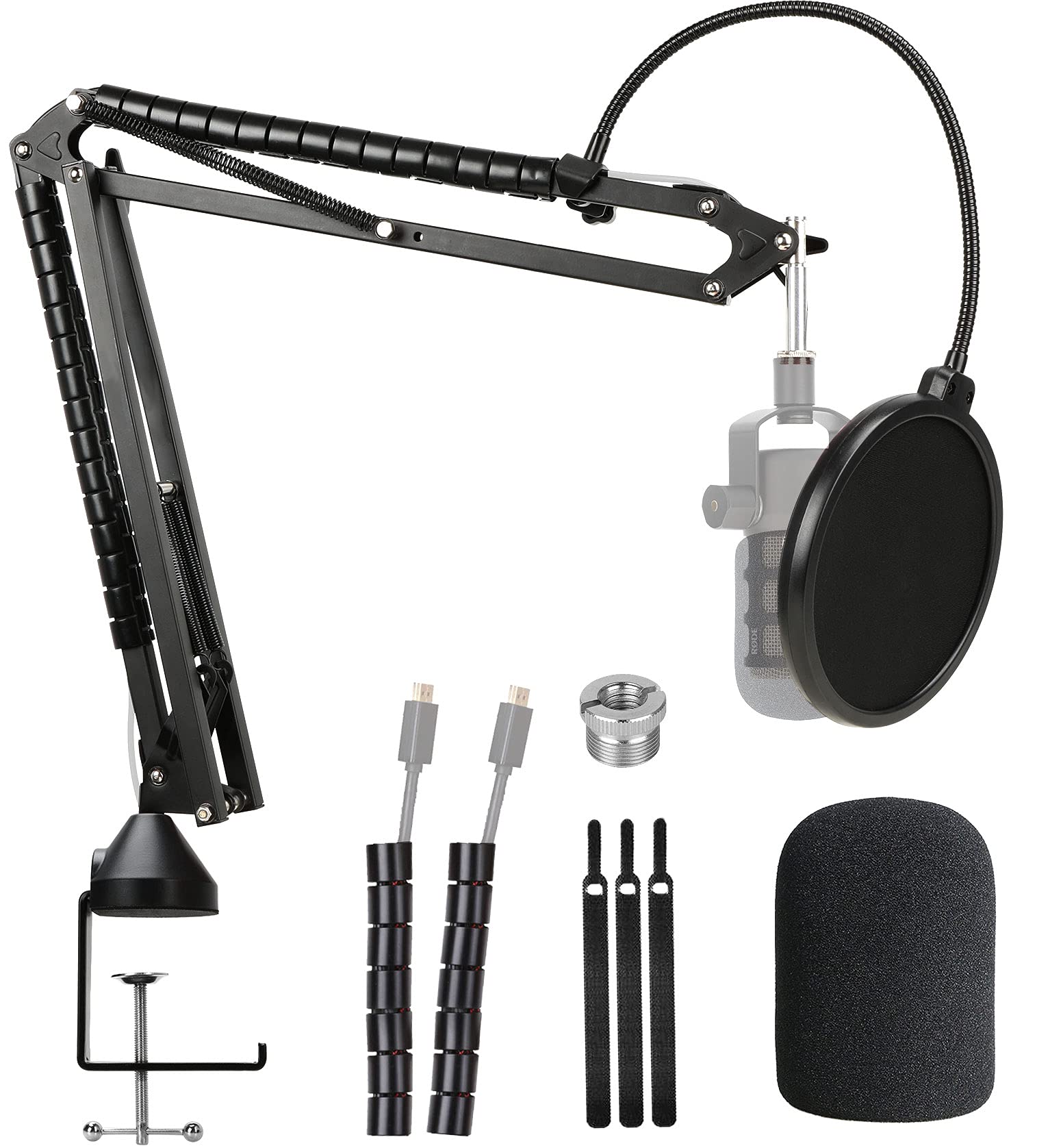 Rode Podmic Stand with Microphone Windscreen and Dual Layered Mic Pop Filter for Rode PodMic Podcasting Microphone by YOUSHARES