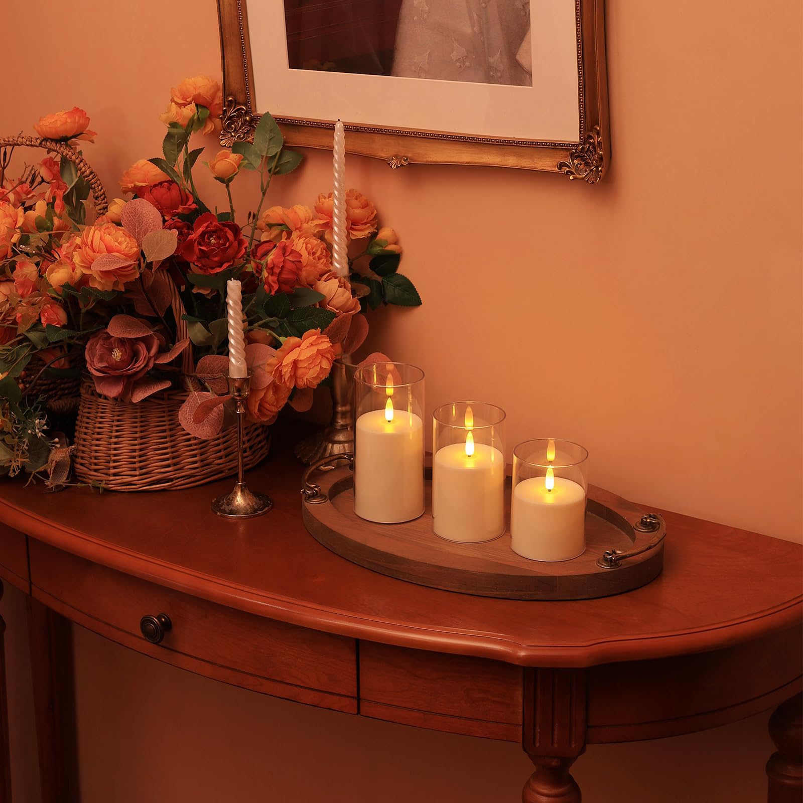 Flickering Flameless Candles With Remote, Acrylic White Candles Battery Operated, 3D Wick Led Candles Flickering With Timer, Ele