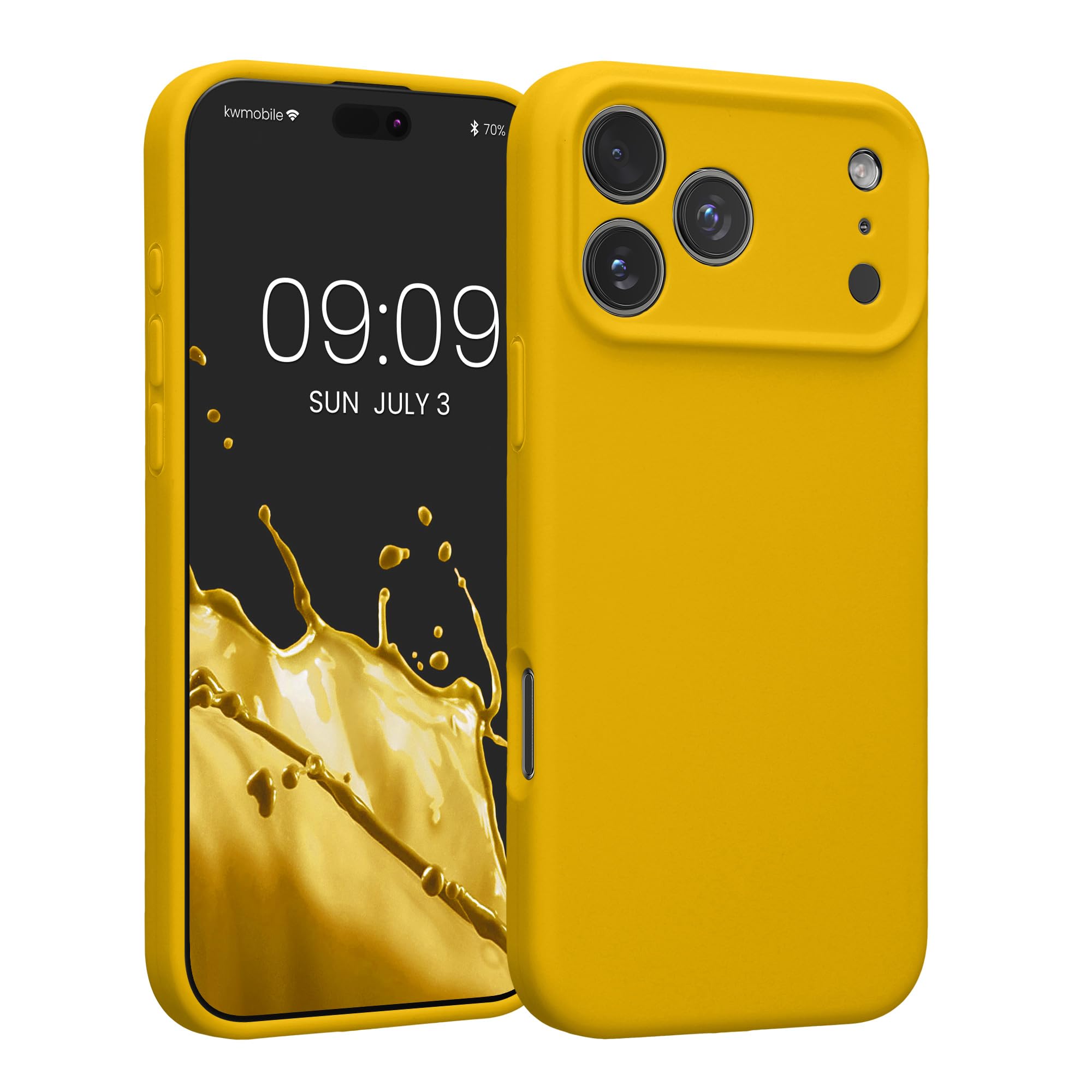 kwmobile Case Compatible with Apple iPhone 17 Pro Max Case - Slim TPU Silicone Phone Cover - Soft Touch Finish - Radiant Yellow