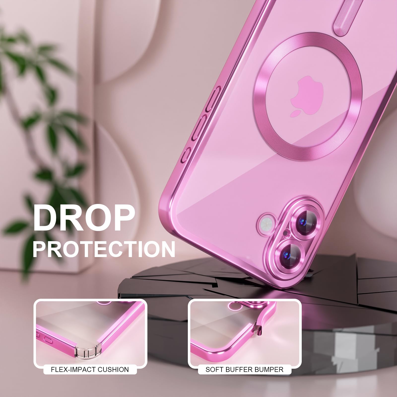 Misea Magnetic For Iphone 16 Case With Magsafe [Never Yellowing] [Military Grade Drop Protection] Full Camera Lens Protector Pla