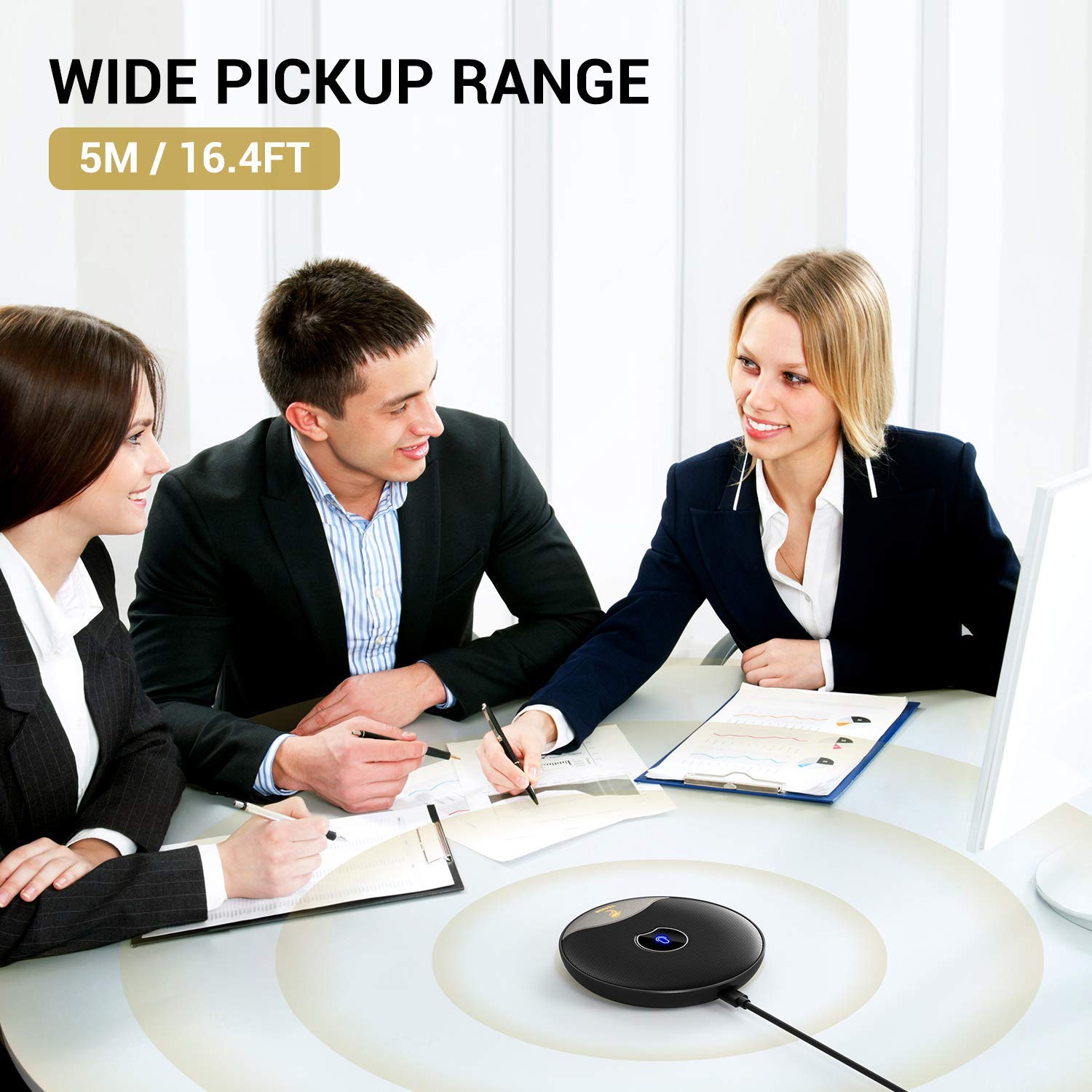 Tonor Usb Conference Microphone, 360 Omnidirectional Pc Computer Condenser Mic With Mute Button For Online Meeting/Class, Zoom C