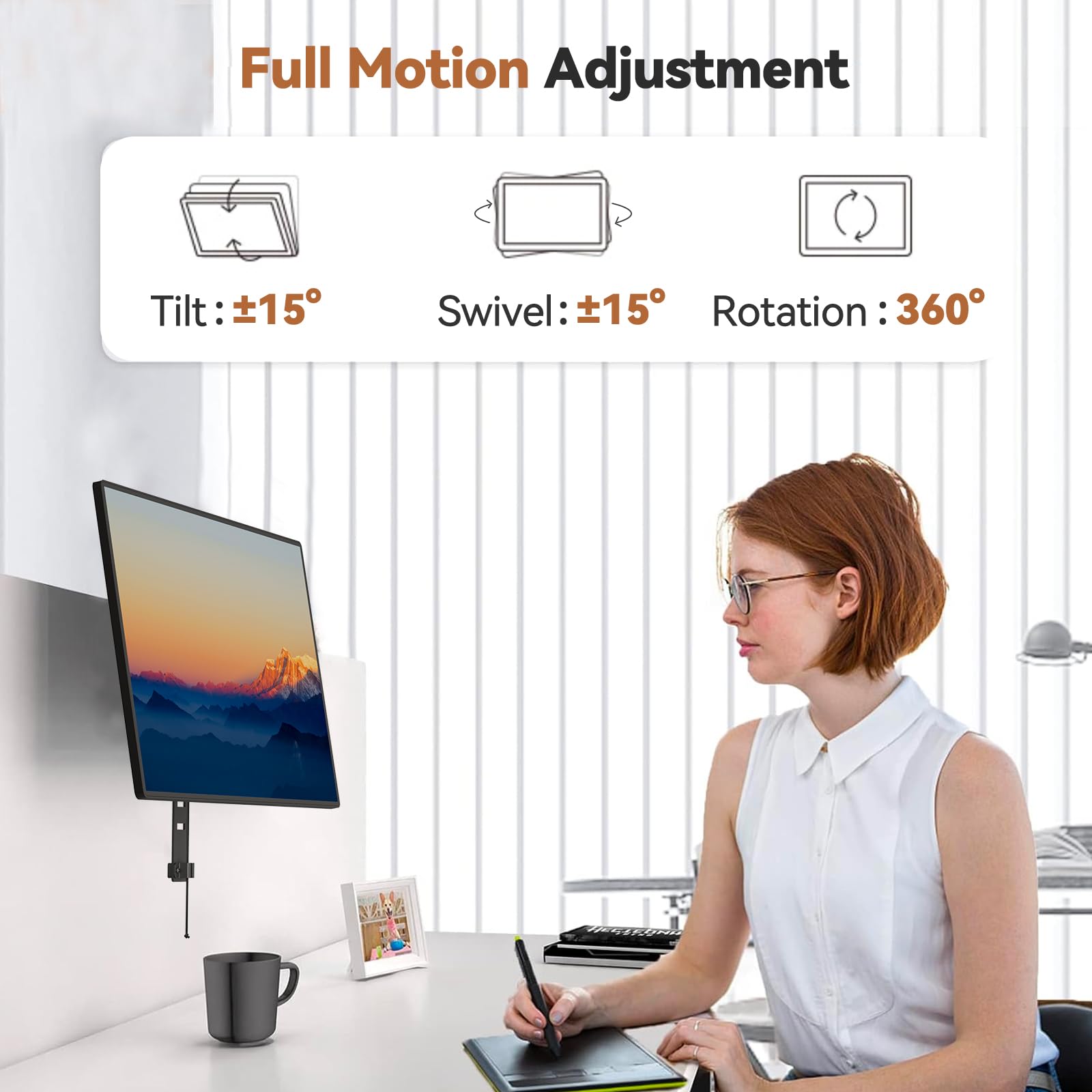 Joy Worker Cubicle Monitor Mount   Height Adjustable Hanging Mount, 13'' 34'' Cubicle Monitor Hanger, Vesa 75*75/100*100Mm, Clam