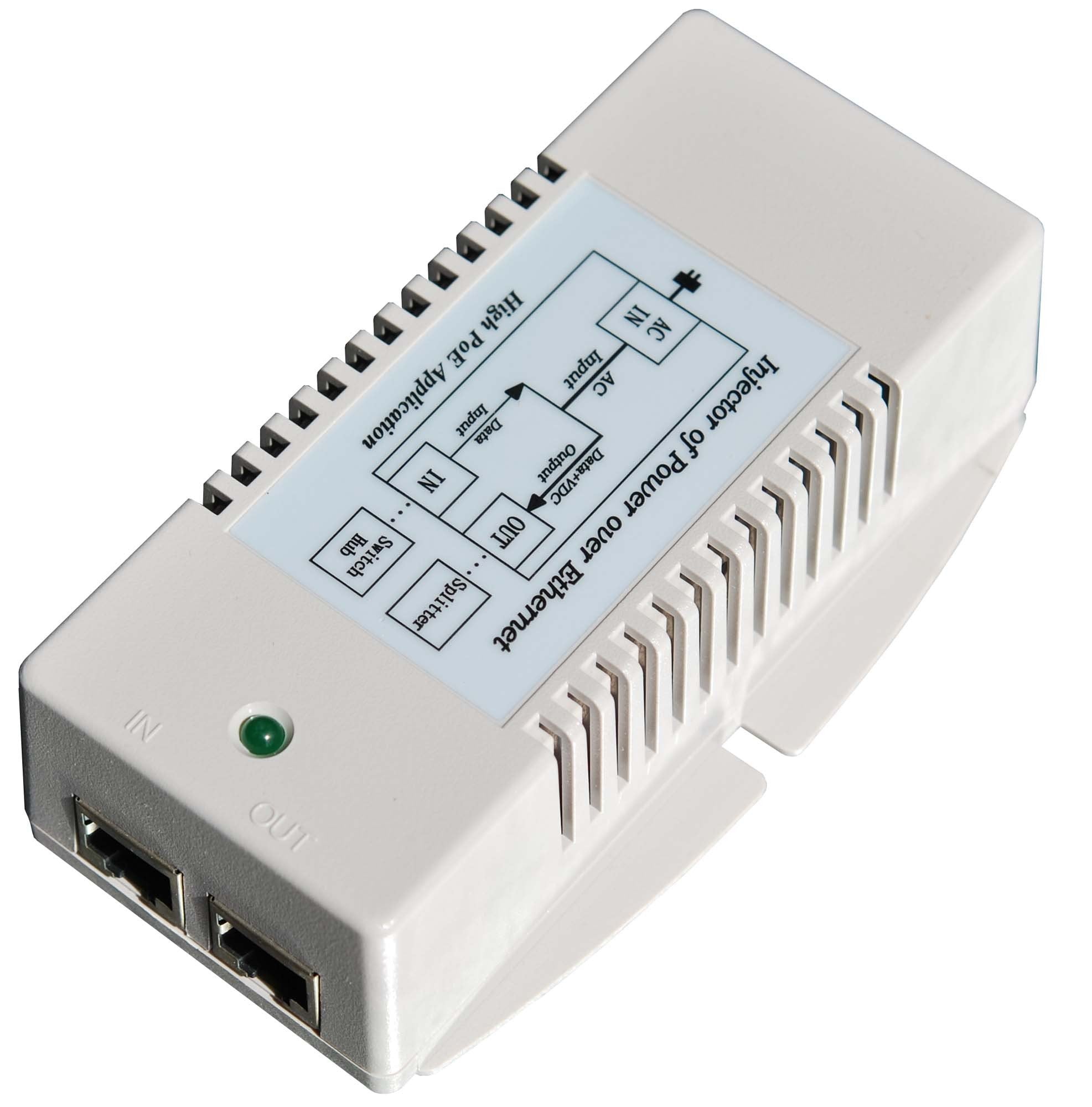 Tycon Systems TP-POE-HP-48GD 56V Gigabit High Power POE Power Inserter - US Power Cord, 35W
