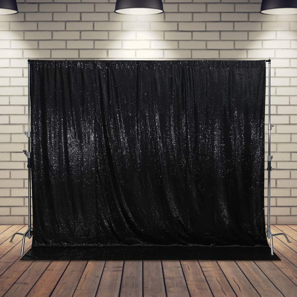 Squarepie Sequin Backdrop Curtain Not See Through Thick Background For Party 5Ft X 7Ft Black