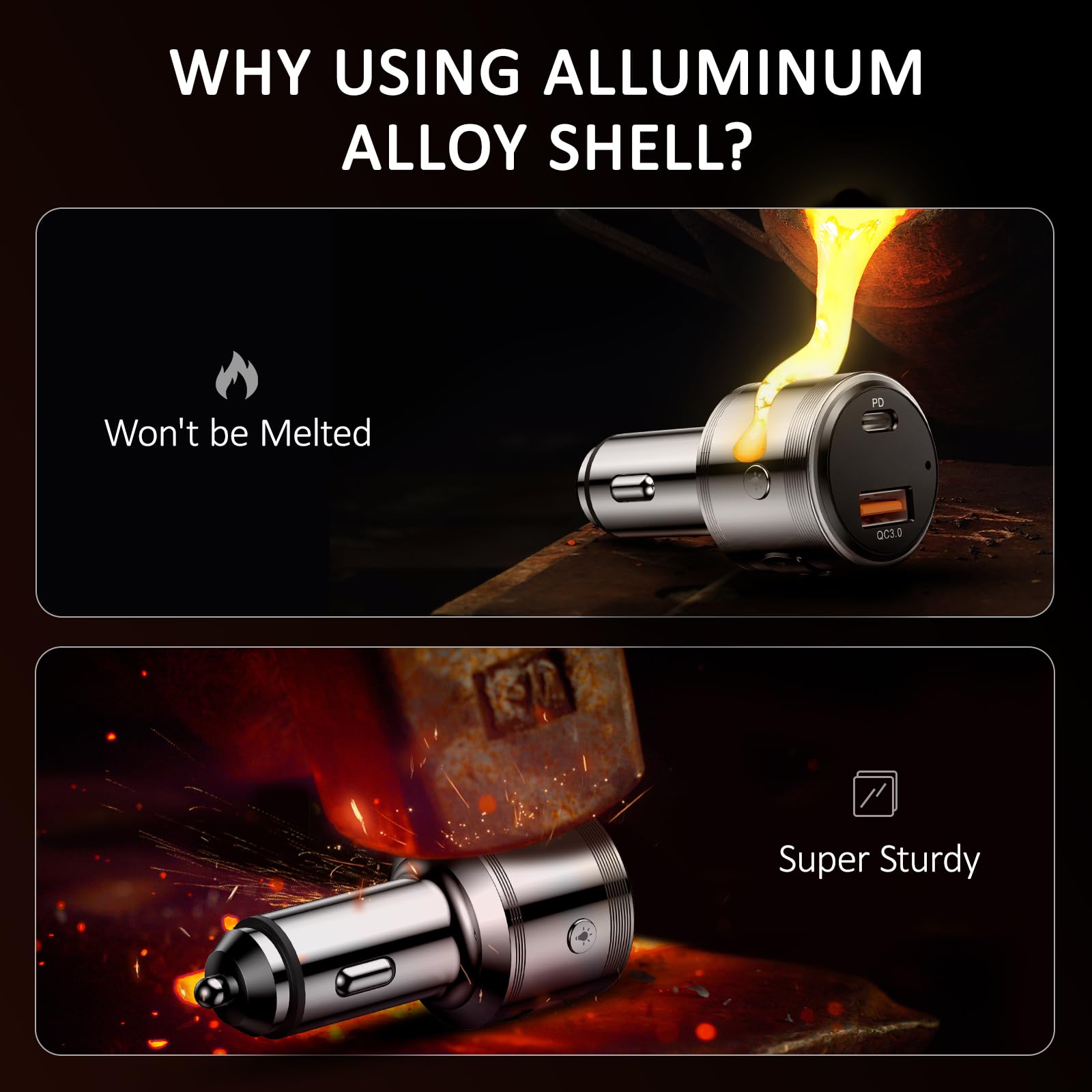 Lencent Bluetooth 5.3 Fm Transmitter,Full Metal Bluetooth Car Adapter With Pd 20W & Qc3.0 Fast Charger,Hi Fi Music/Clear Calling