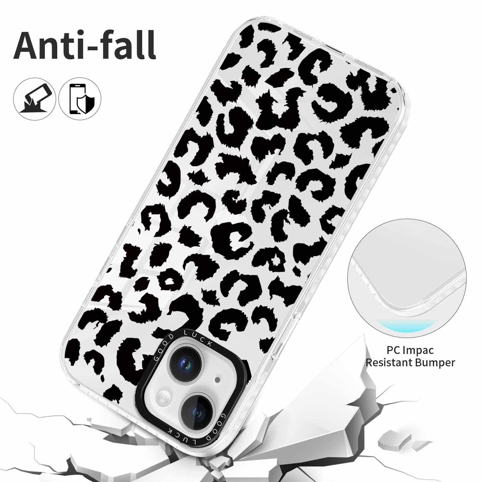 Rumdey 2 Pack Cute Clear Leopard Cases For Iphone 14 Plus 6.7'' Phone Case, Cheetah Print Design Cases Soft Silicone Slim Tpu Sh