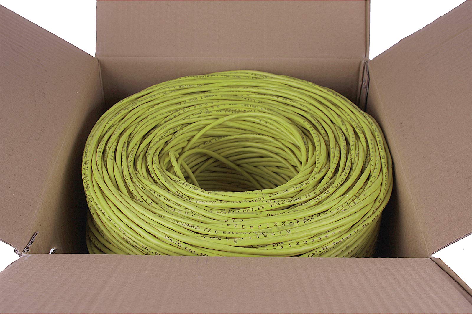 Fivestarcable Cat5E 1000 Ft. Utp 24Awg Cca Twisted Pair Networking Ip Ethernet Security Camera Bulk Cable Wire Pull Box   Yellow Color