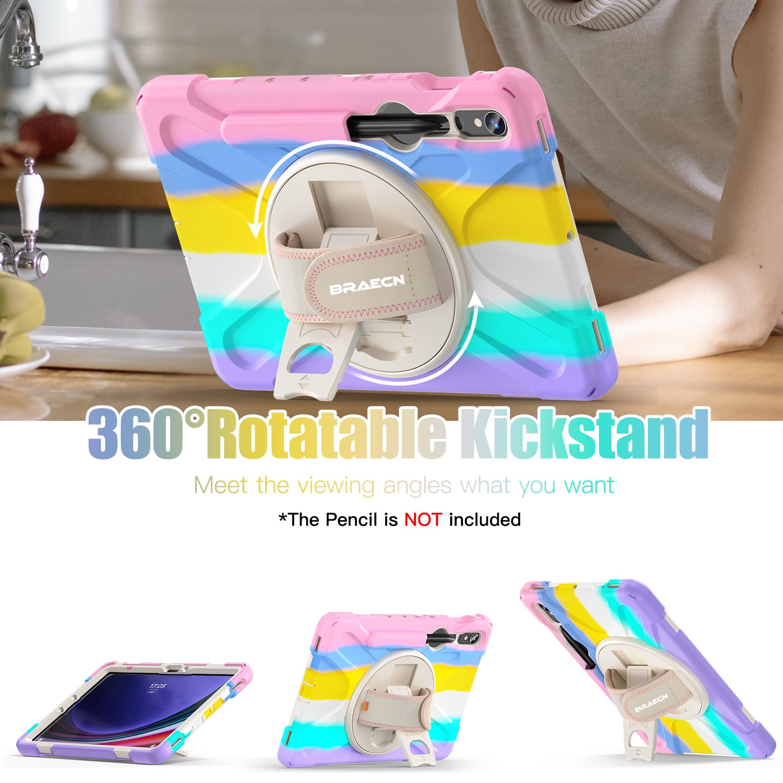 Braecnstock Kids Case For Samsung Galaxy Tab S9/S8/S7 11 Inch 2023/2022/2020 S9 Fe 10.9 Inch 2023 Shockproof Protective S9/S8/S7